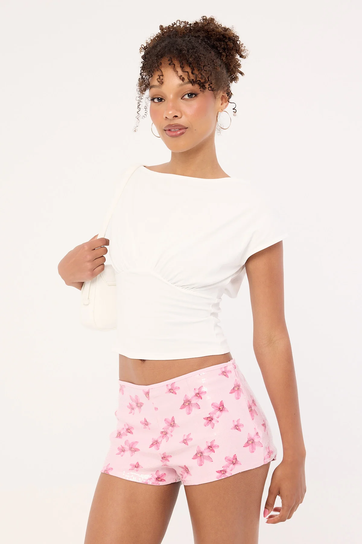 Luck & Trouble Calypso Sequin Micro Shorts Pink - Image 3