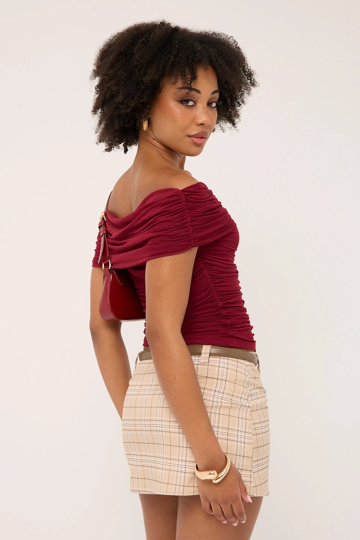 Luck & Trouble Clue Mid Rise Skort Beige Check - Image 4