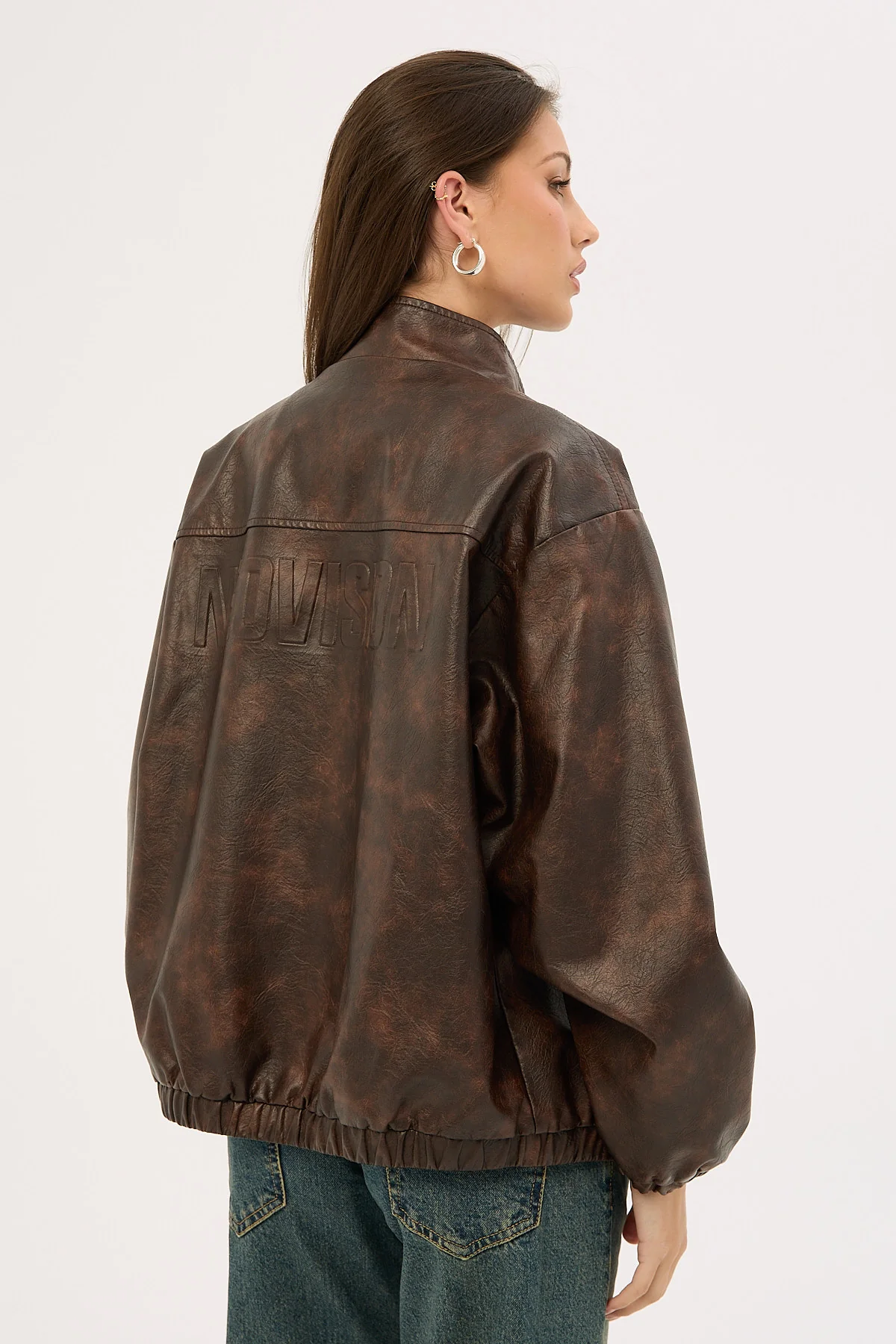 Neovision Decay Faux Leather Track Jacket Washed Brown - Image 5