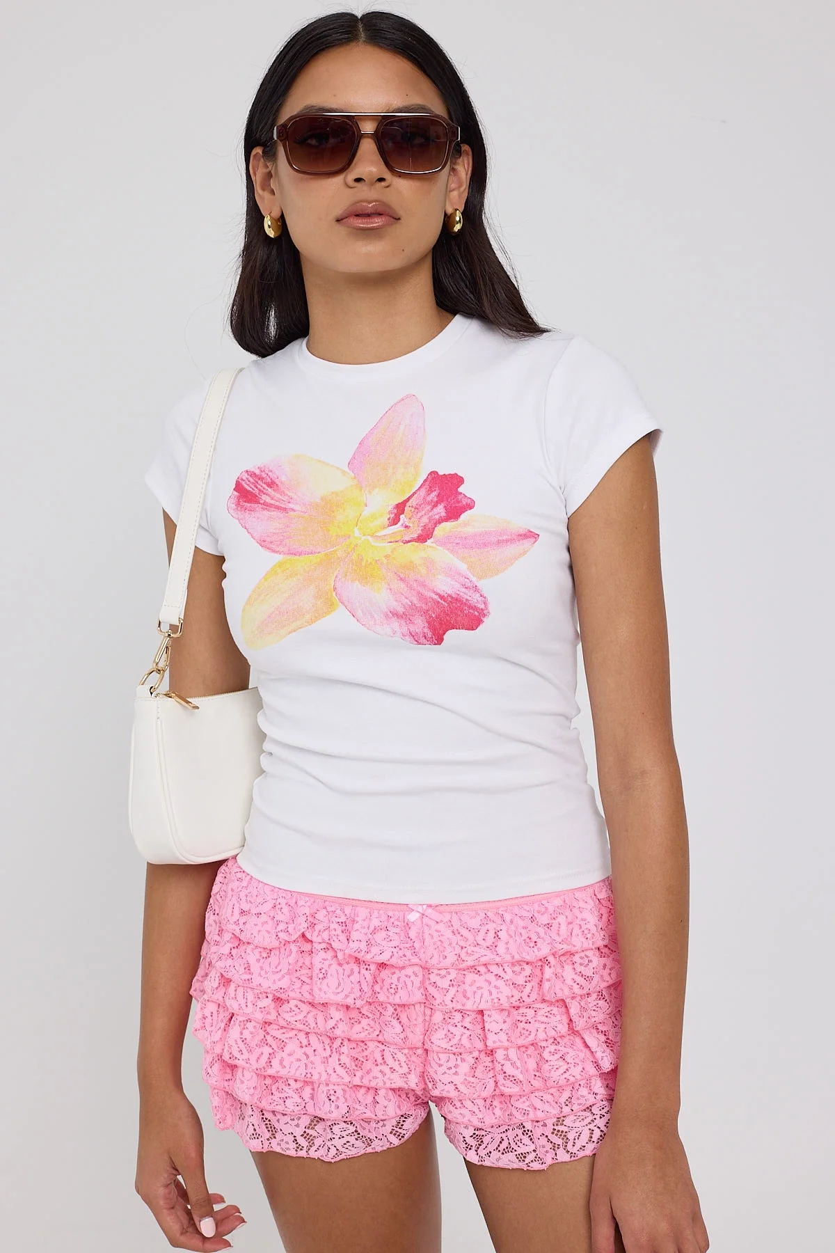 Luck & Trouble Fleur Bloom Flower Tee White - Image 3