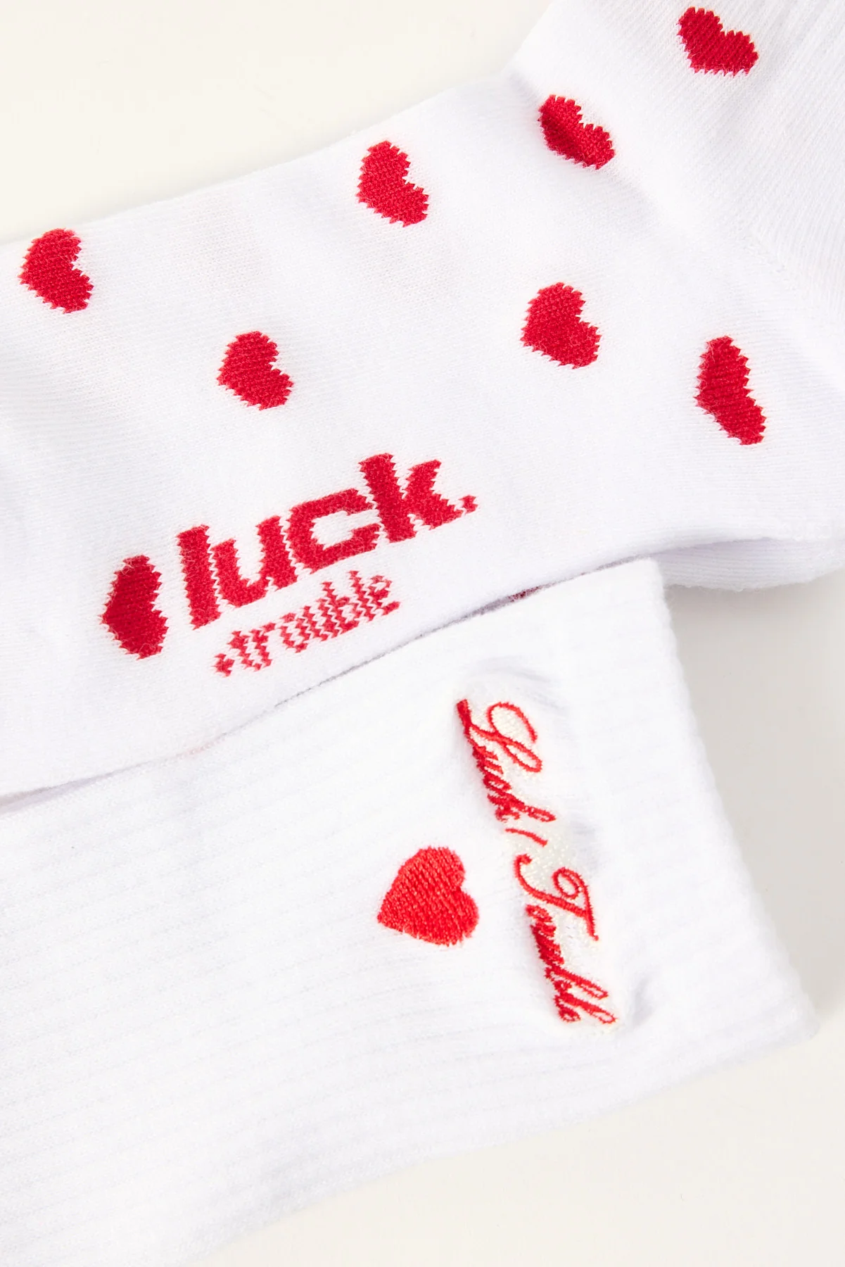 Luck & Trouble Heart Sock 2 Pack White - Image 2