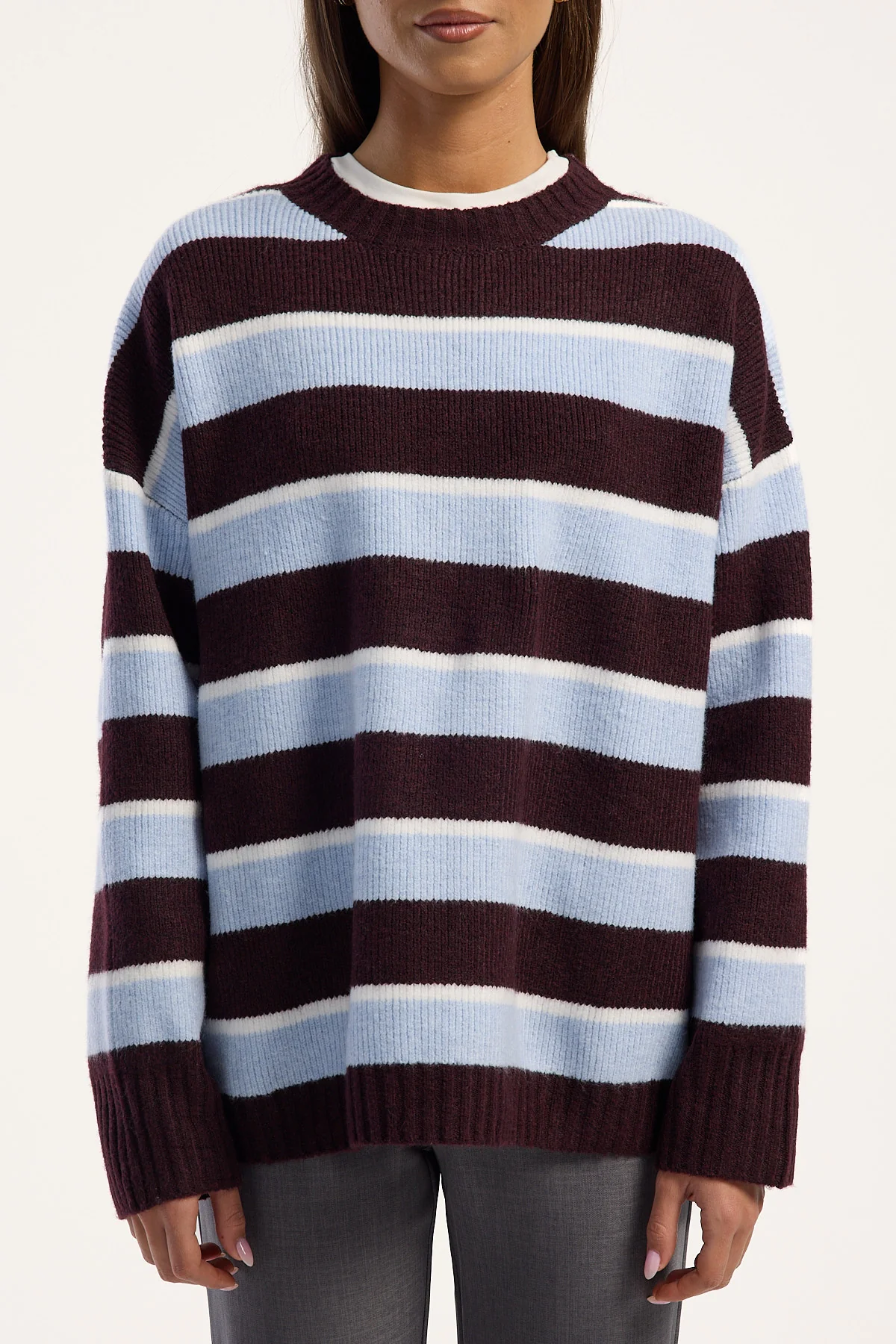 Luck & Trouble Kaia Stripe Knit Jumper Blue Stripe - Image 6