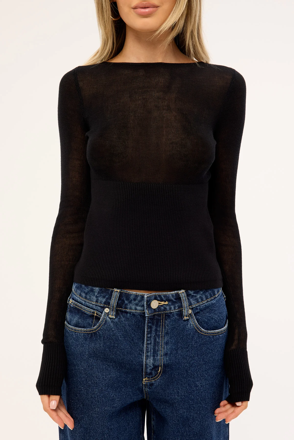 Luck & Trouble Kendall Long Sleeve Knit Top Black - Image 6