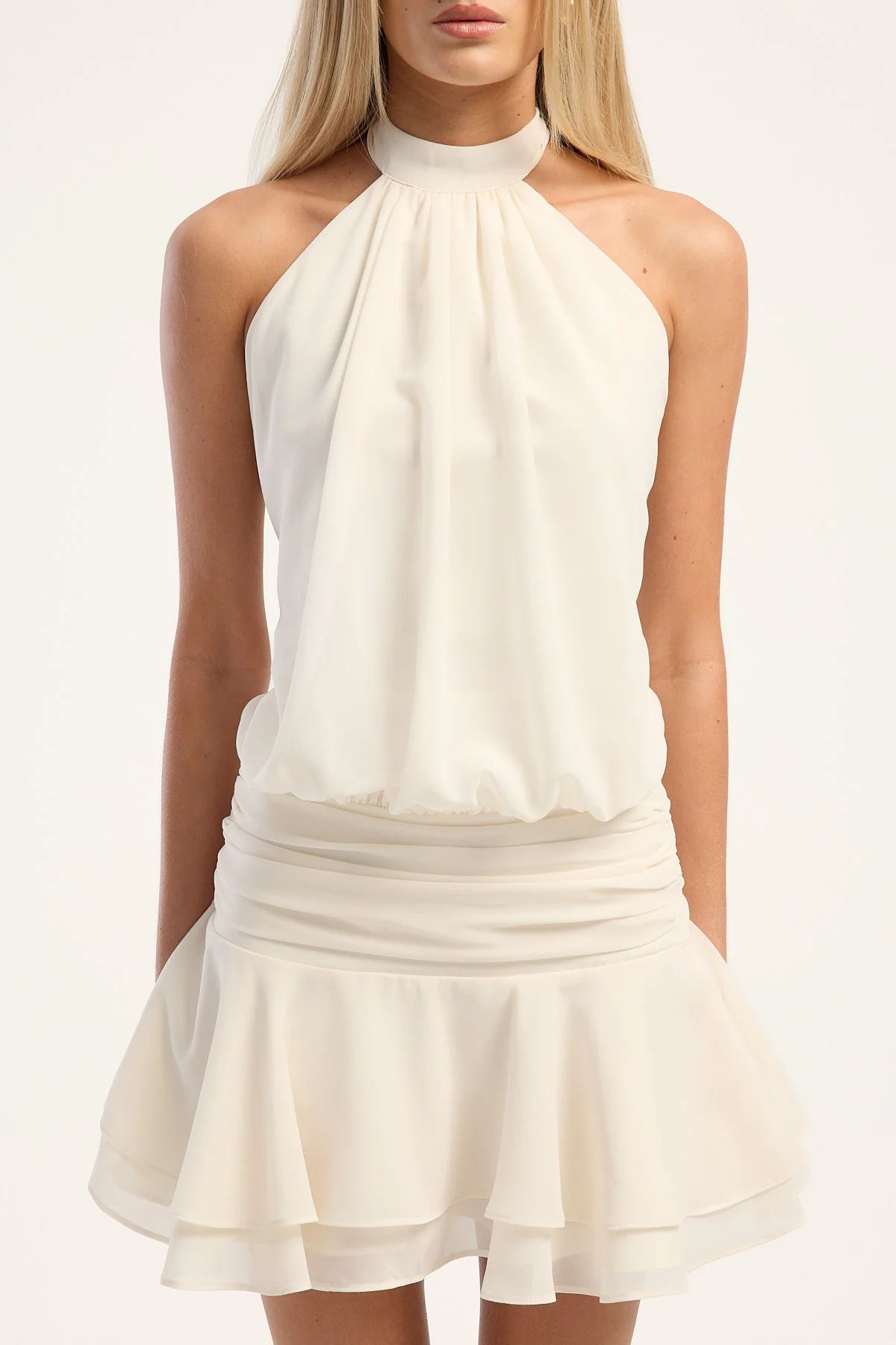 Luck & Trouble Kera Halter Mini Dress Off White - Image 6