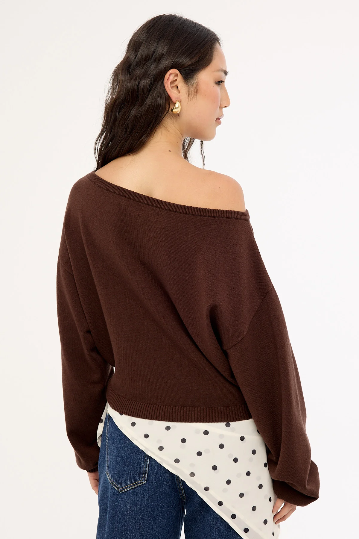 Luck & Trouble Kiki Slouched Off shoulder Knit Chocolate - Image 6