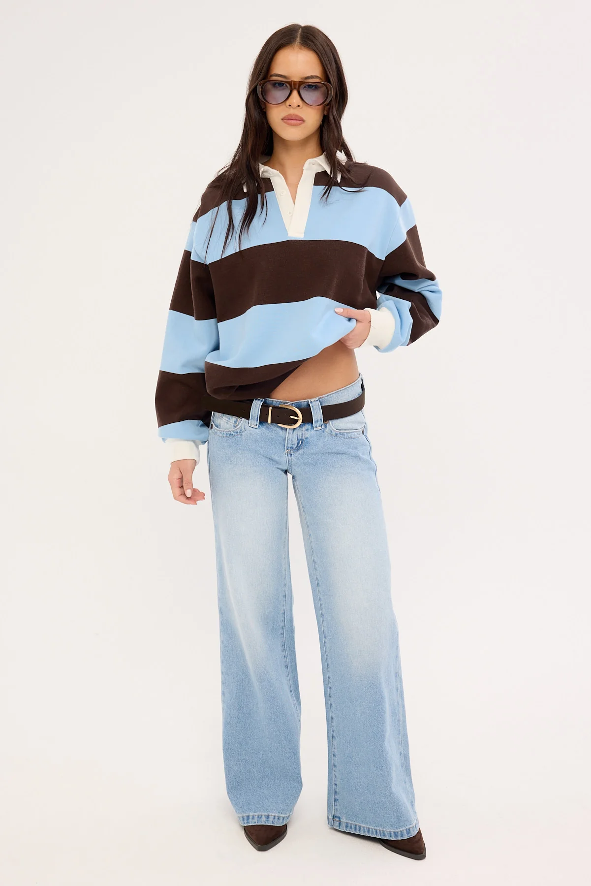 Luck & Trouble Kleo Fleece Rugby Brown Stripe - Image 2