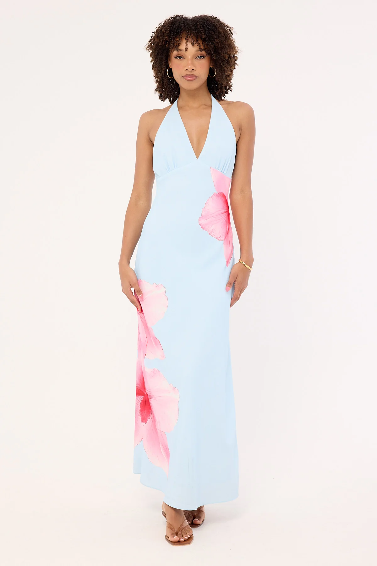 Luck & Trouble Loula Bloom Maxi Dress Light Blue - Image 3