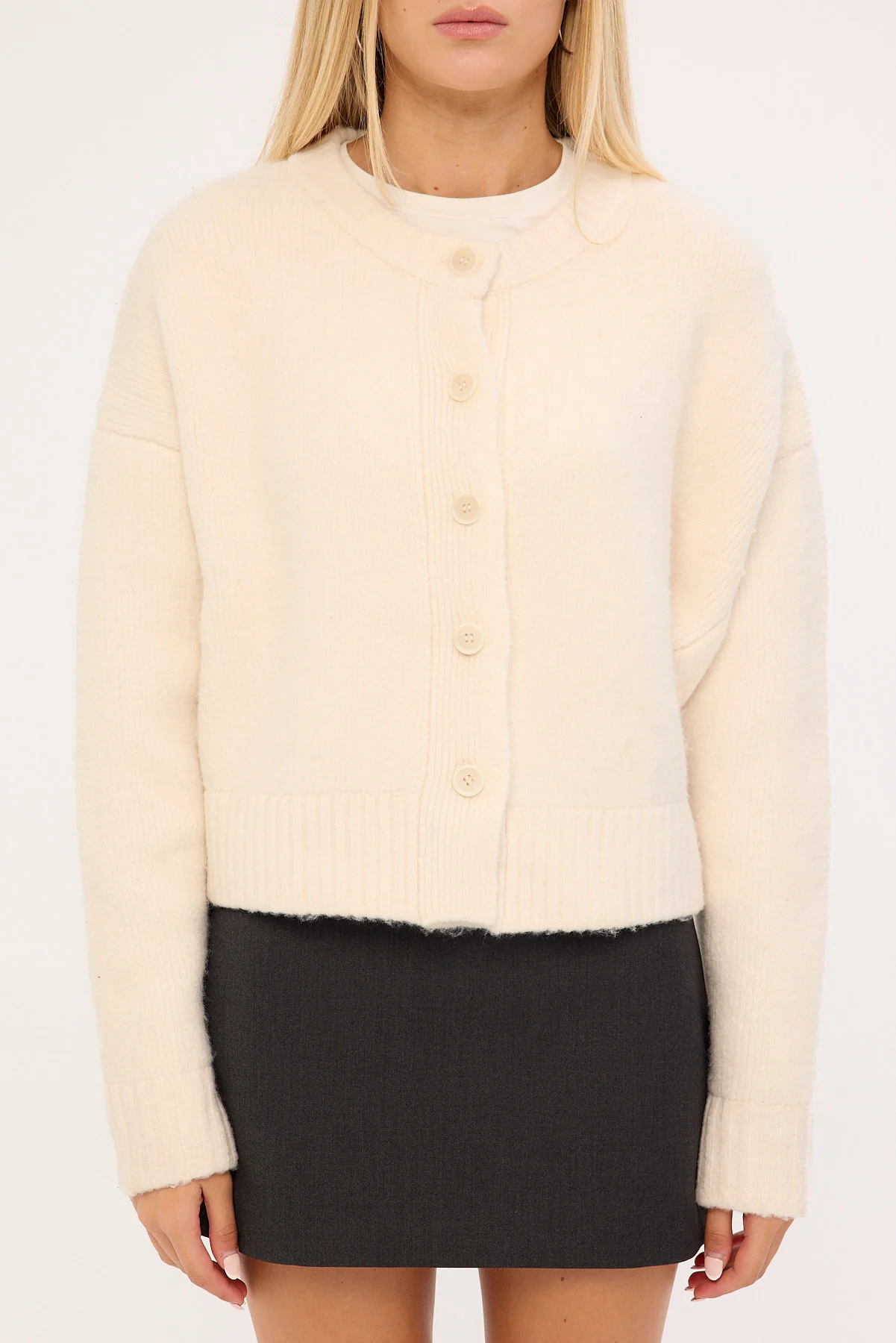Luck & Trouble Lumia Crew Neck Knit Cardi Cream - Image 11