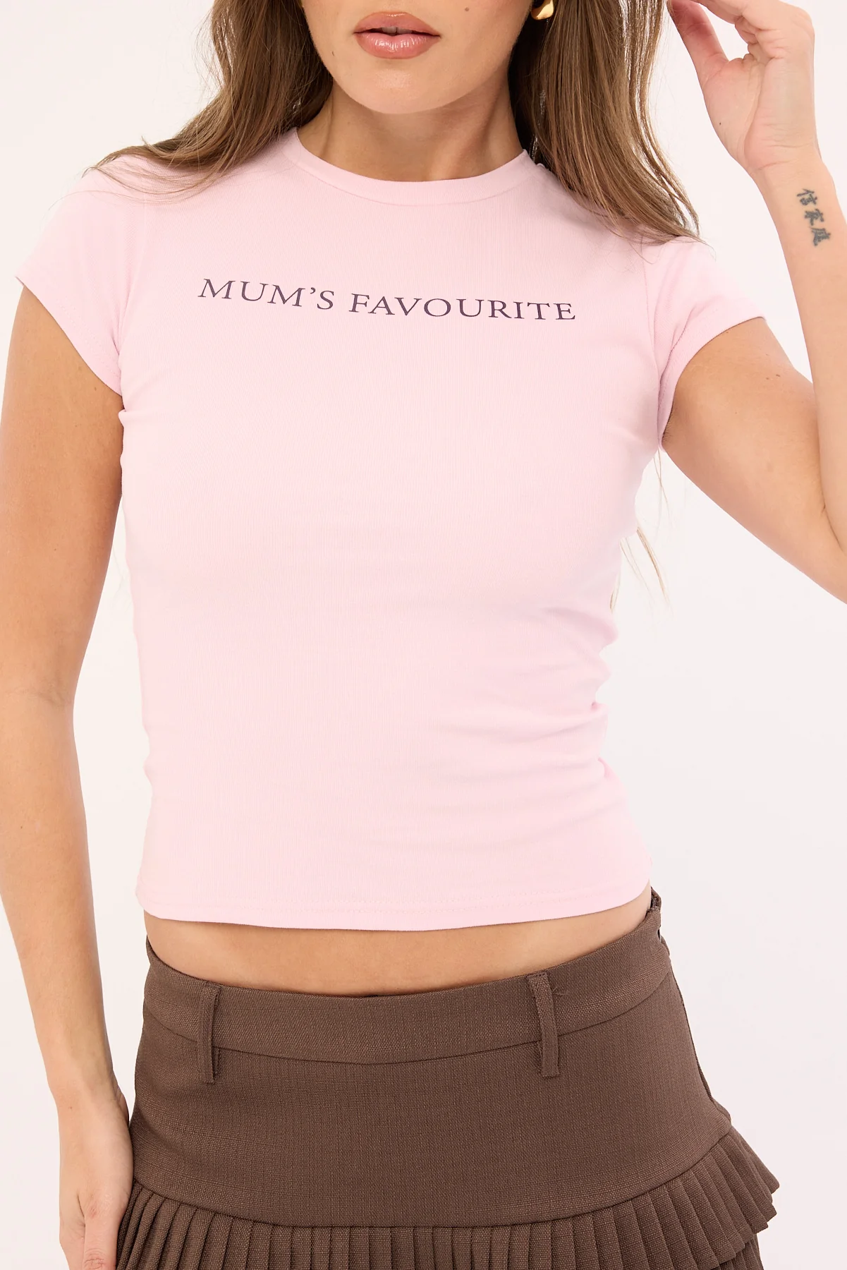 Luck & Trouble Mum's Favourite Baby Tee Pink - Image 4