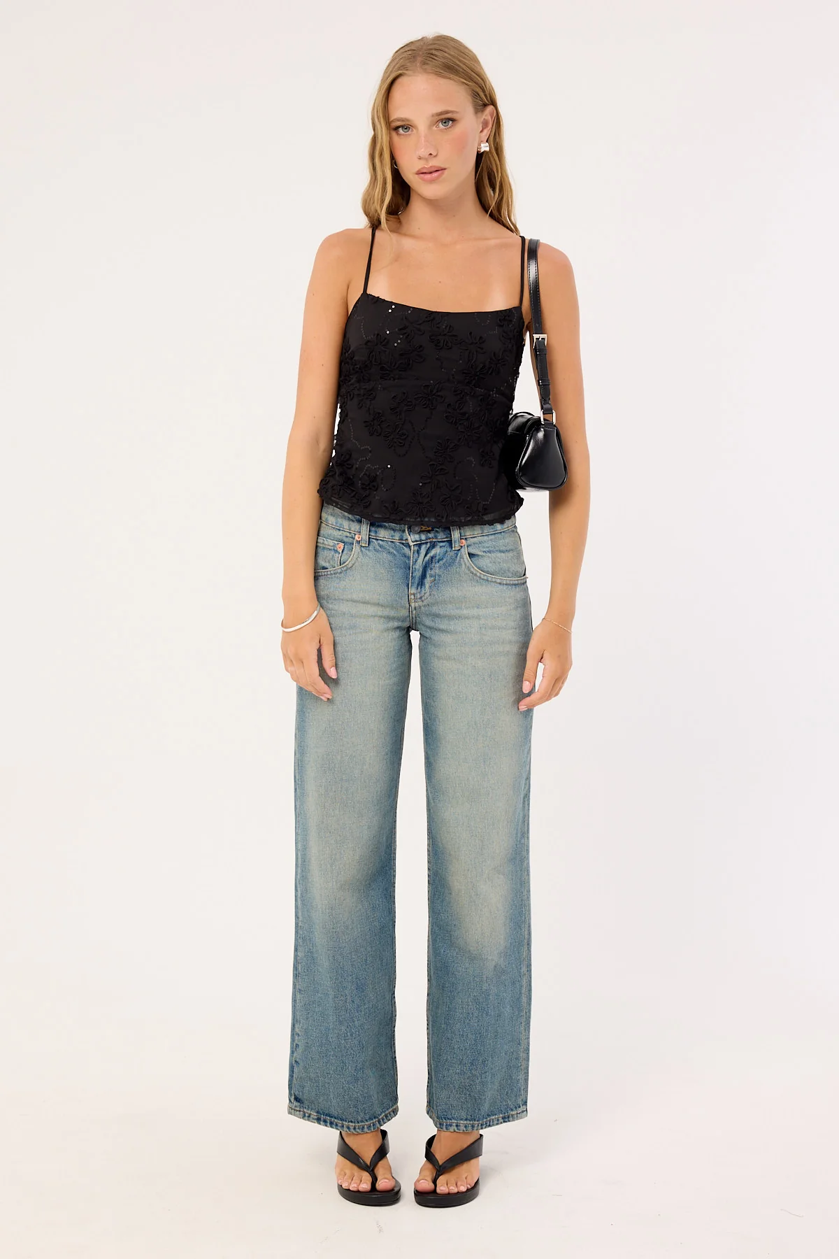 Luck & Trouble Nala Lace Up Back Top Black - Image 2