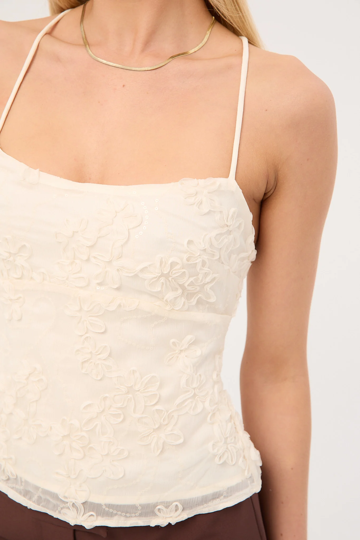Luck & Trouble Nala Lace Up Back Top Cream - Image 8