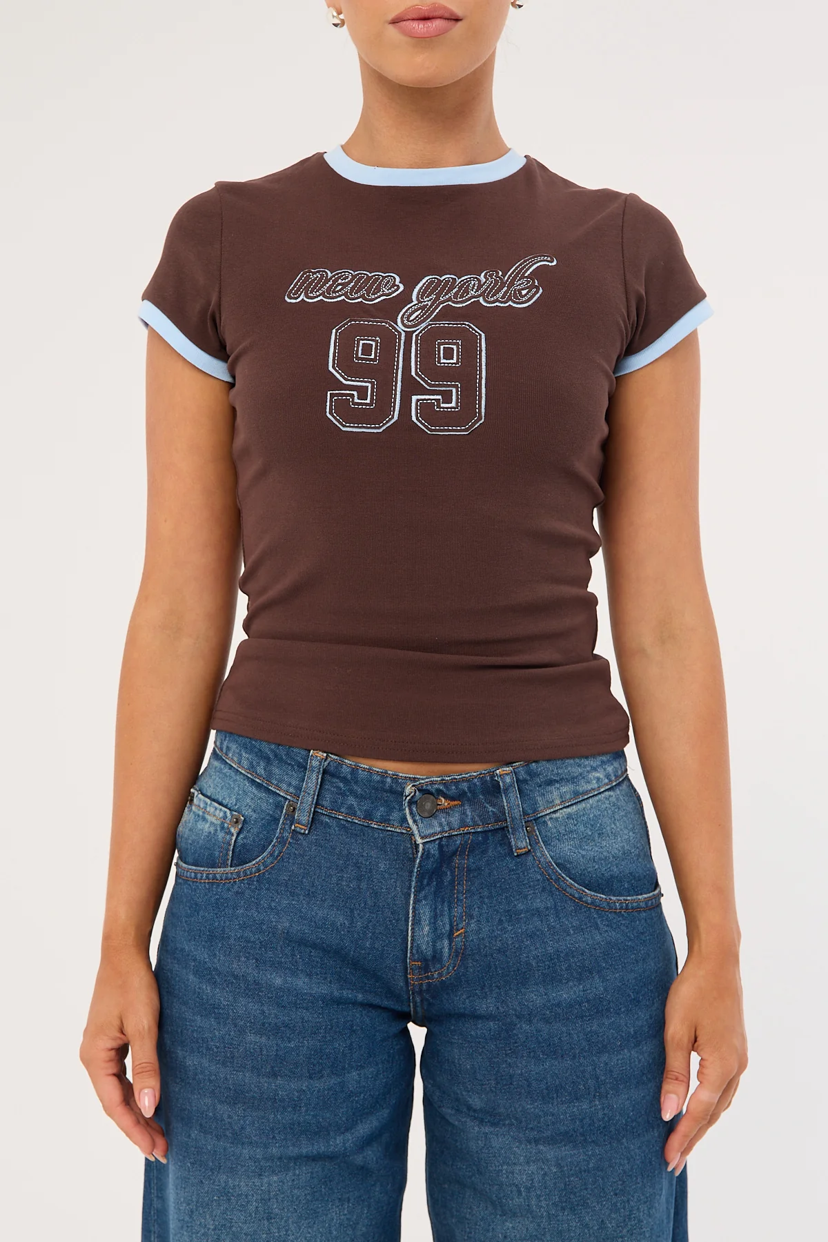 Luck & Trouble New York Baby Tee Brown - Image 7