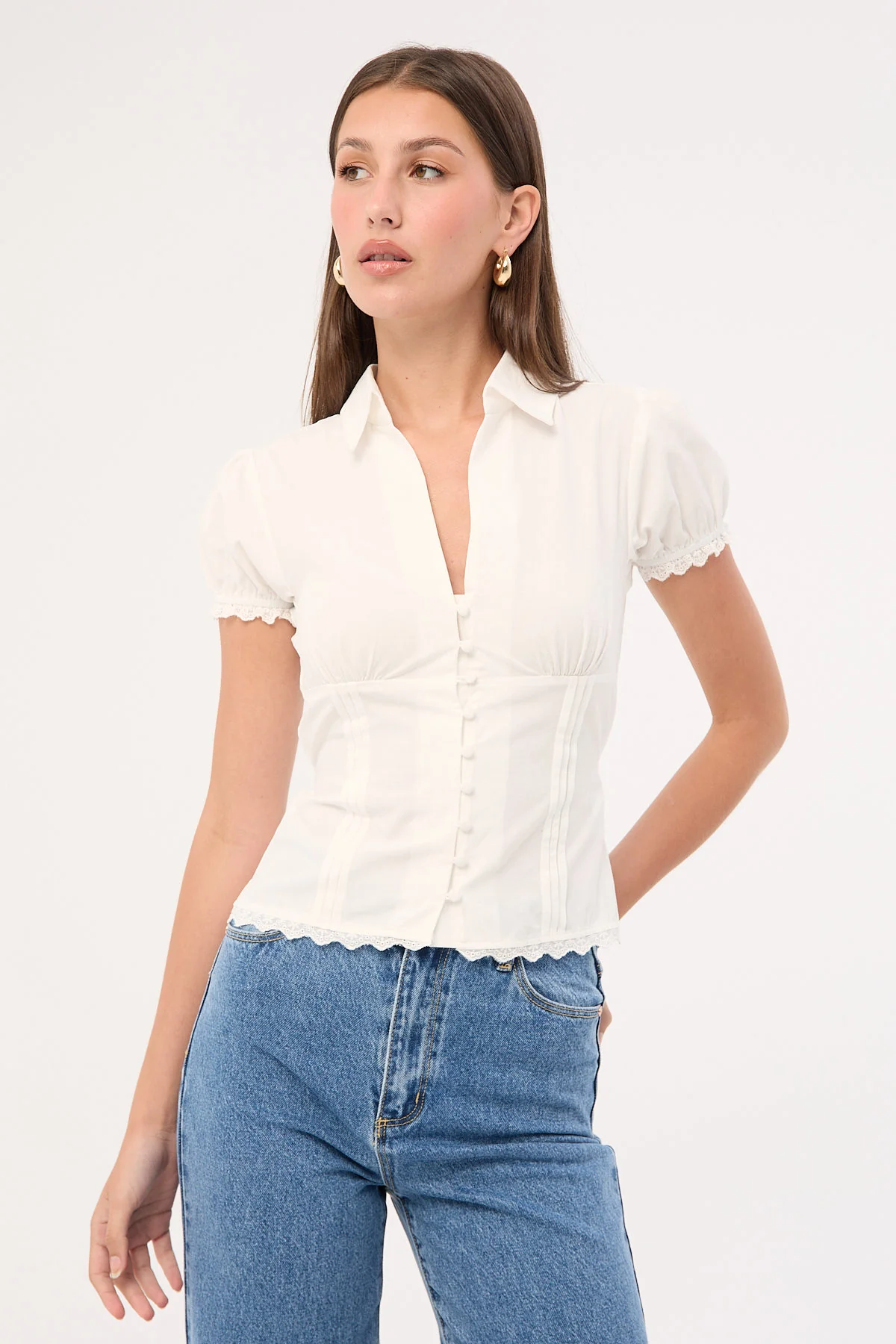 Luck & Trouble Piper Short Sleeve Blouse White - Image 2