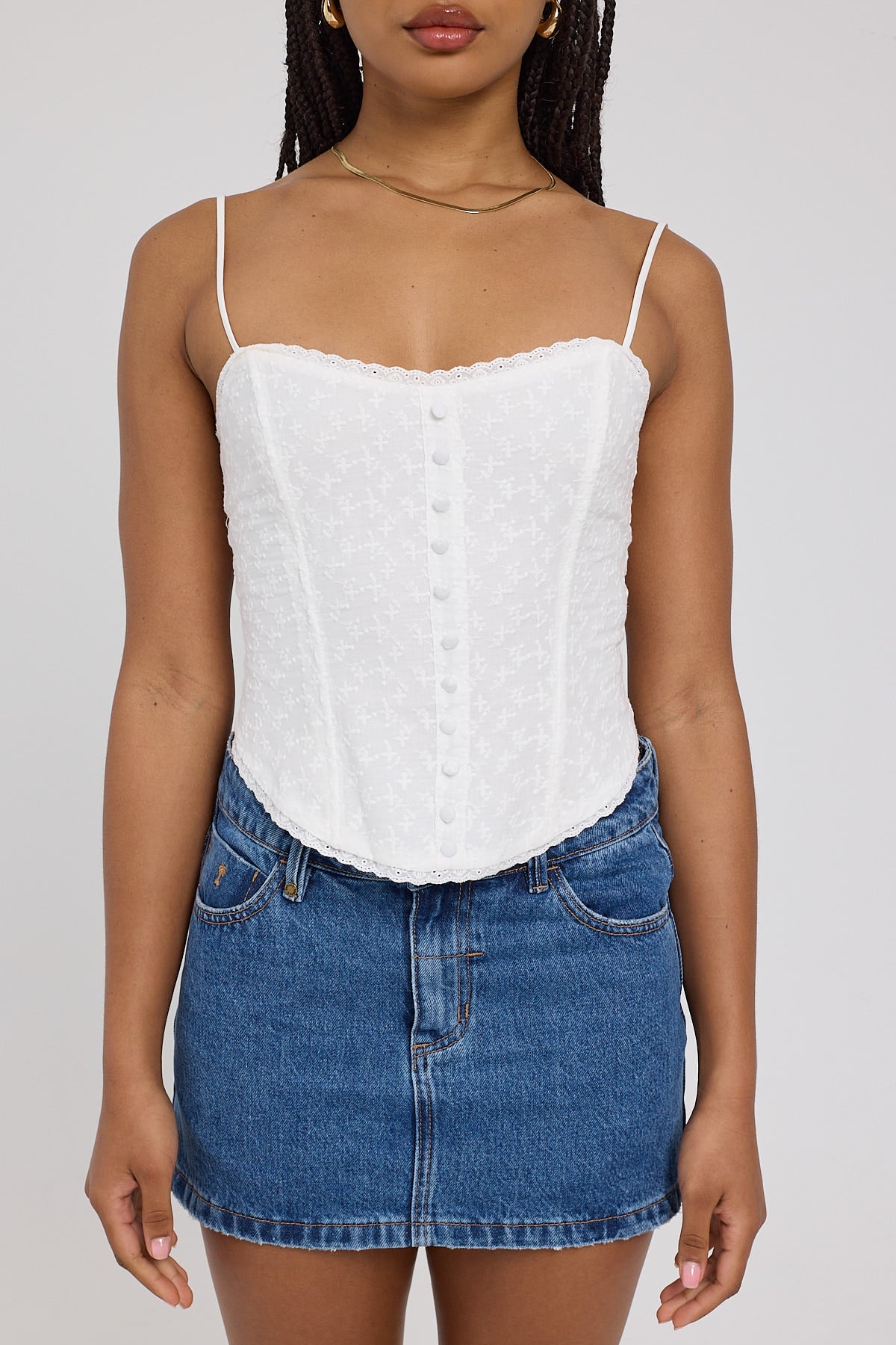 Luck & Trouble Pippa Broderie Corset Top White - Image 6
