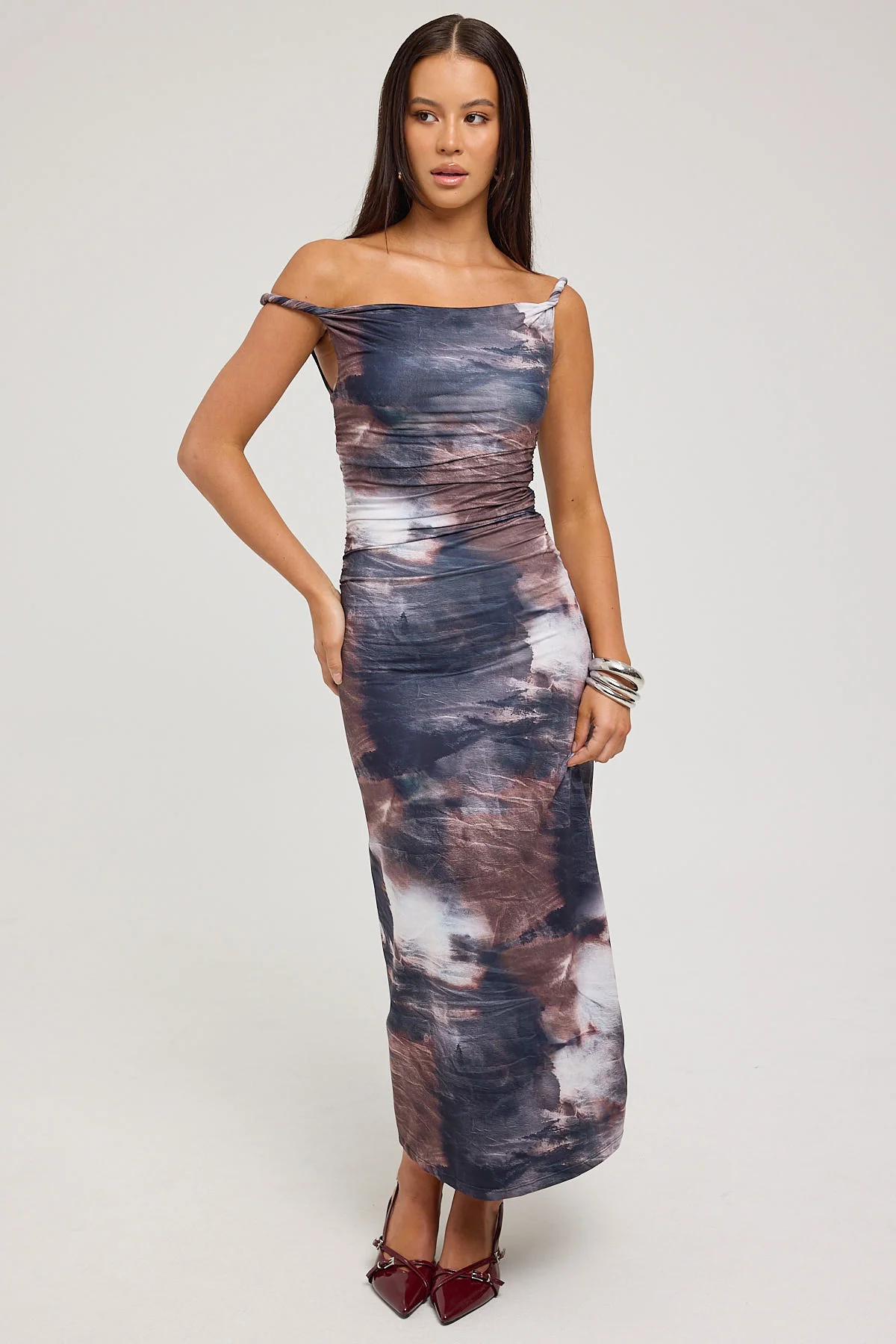 Luck & Trouble Sabine Tie Dye Jersey Midi Dress Tie Dye Print - Image 6