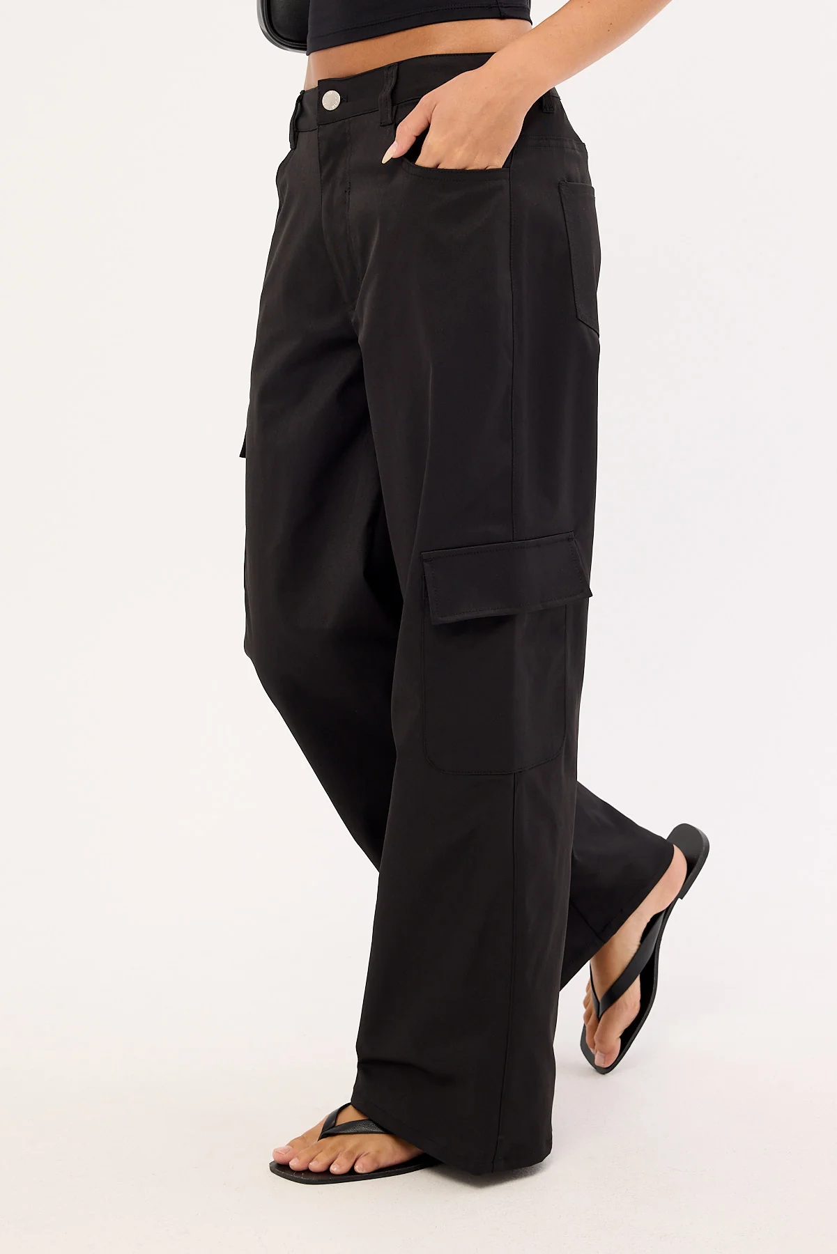 Luck & Trouble Sahara Low Rise Cargo Pant Black - Image 3
