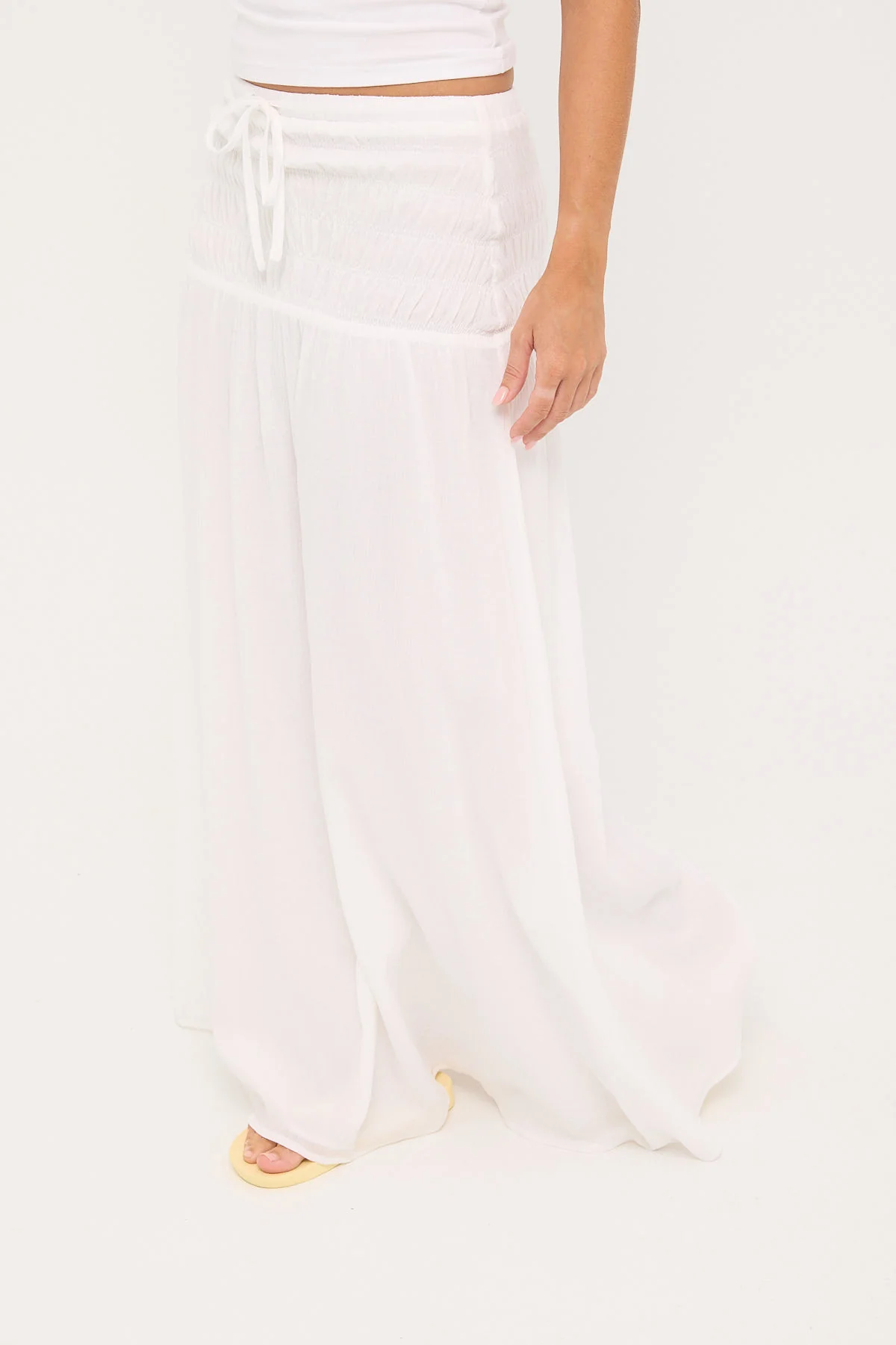 Luck & Trouble Solene Shirred Maxi Skirt White - Image 4