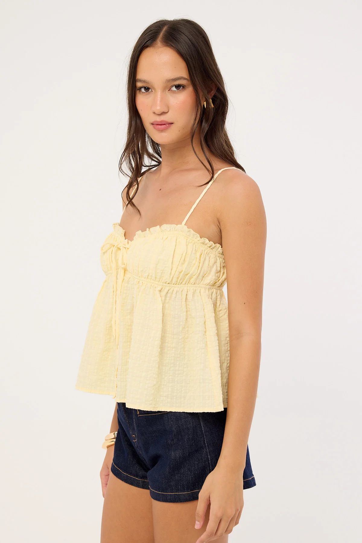Luck & Trouble Sophie Gathered Cami Top Butter - Image 4