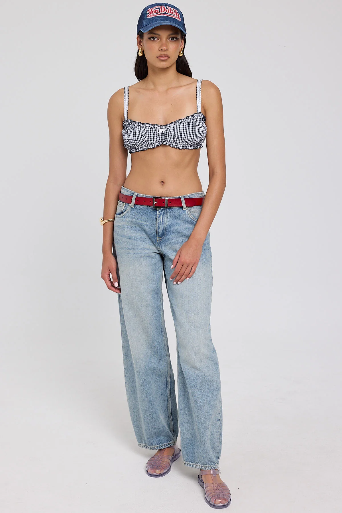 Luck & Trouble Sweet Ruby Gingham Bralette Navy Gingham - Image 2