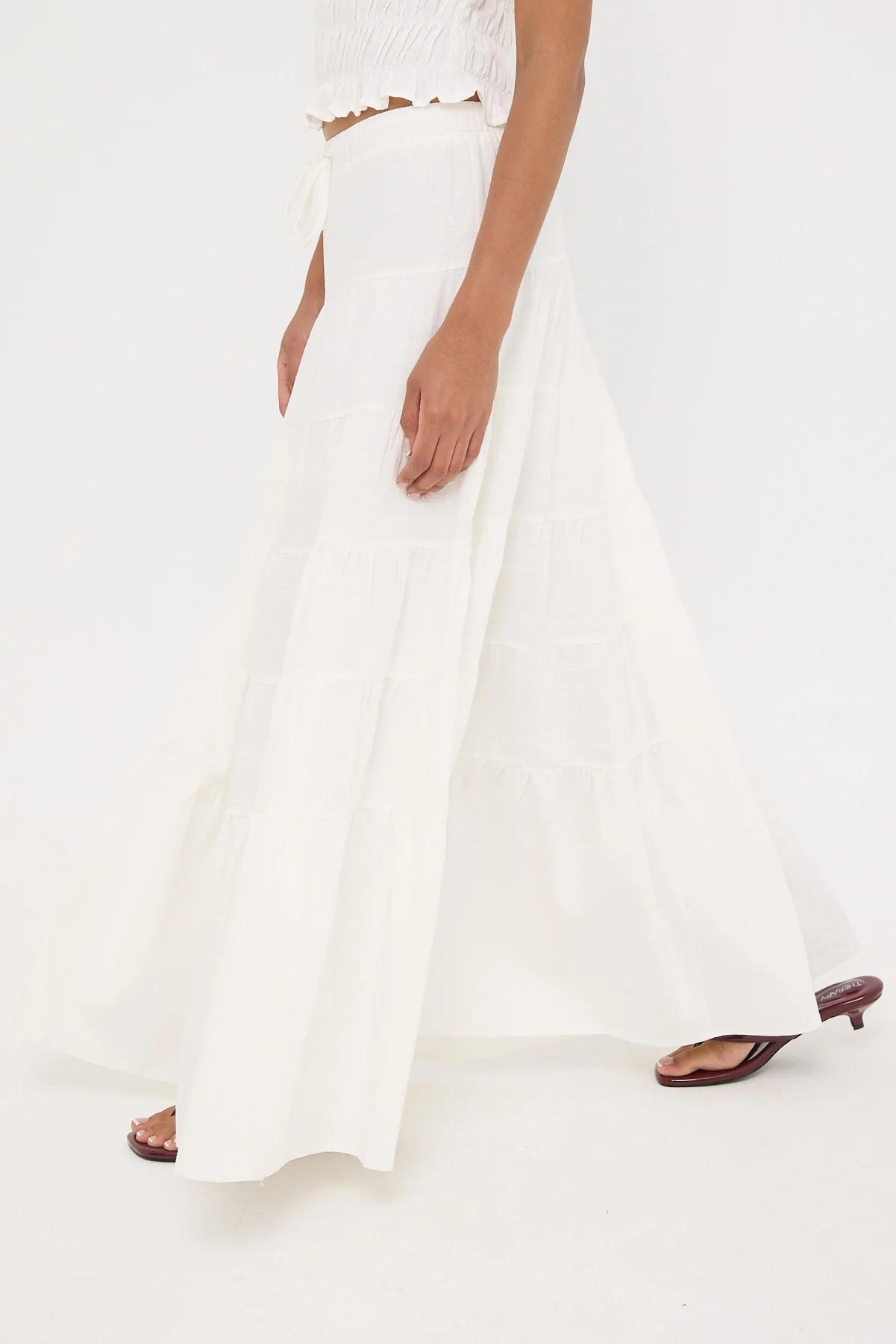 Luck & Trouble Vera Tiered Maxi Skirt White - Image 6