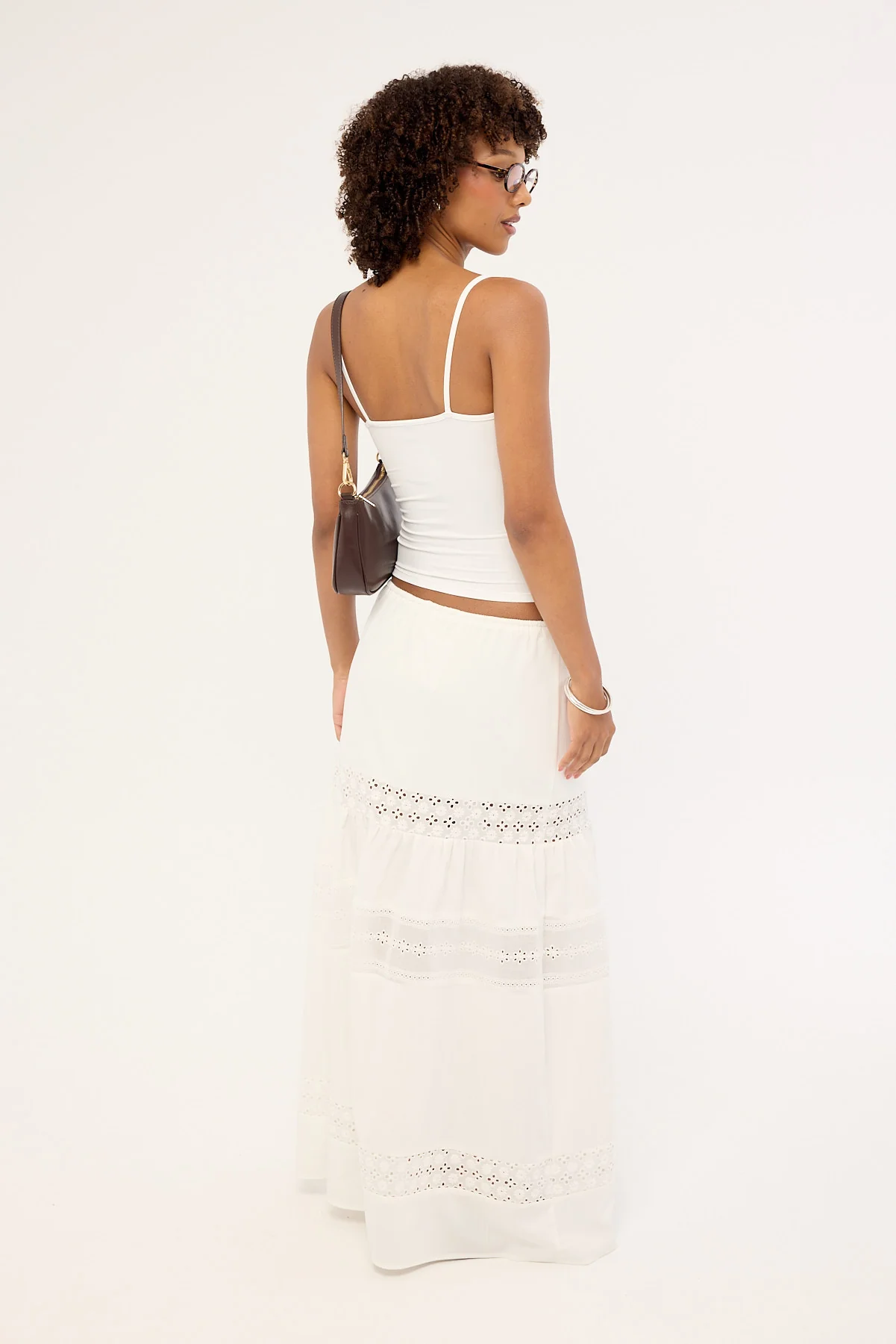 Luck & Trouble Winona Splice Broderie Maxi Skirt White - Image 5