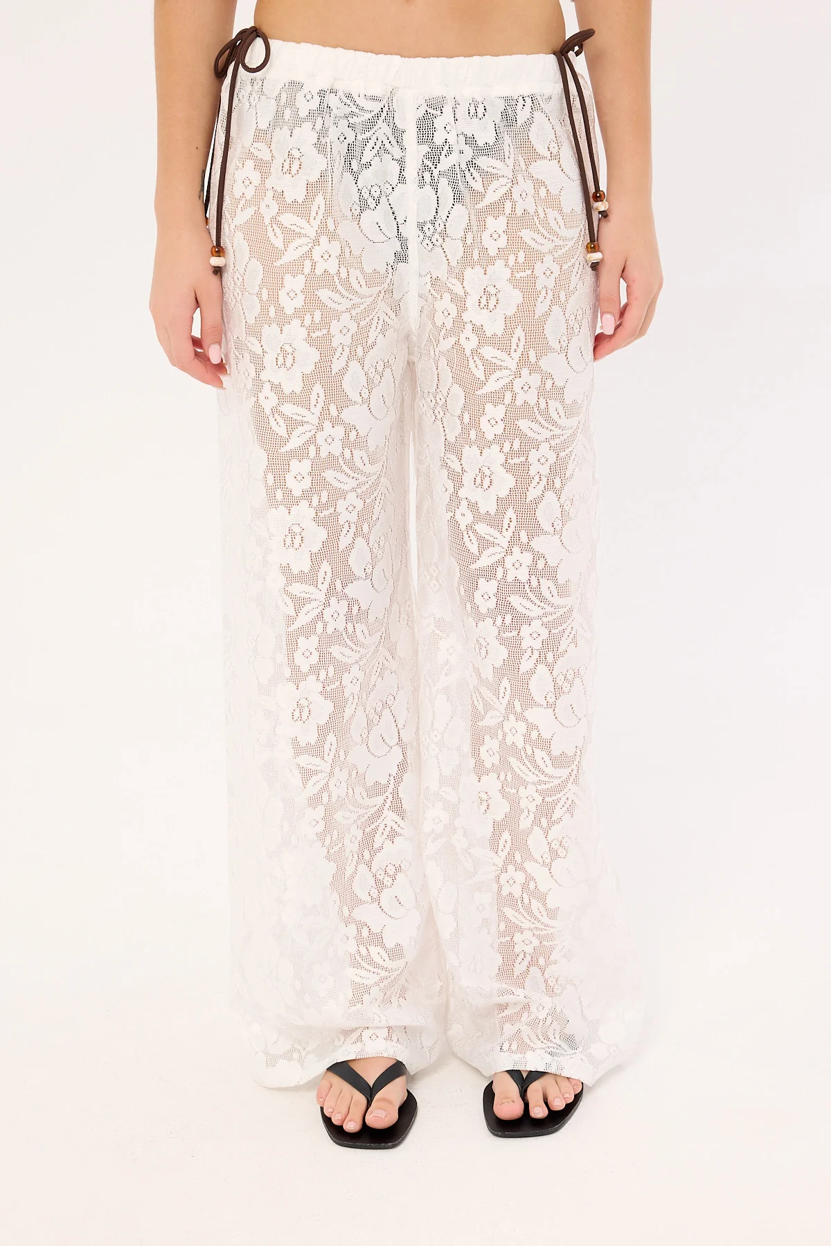 Luck & Trouble Yuri Mid Rise Lace Pant White - Image 7