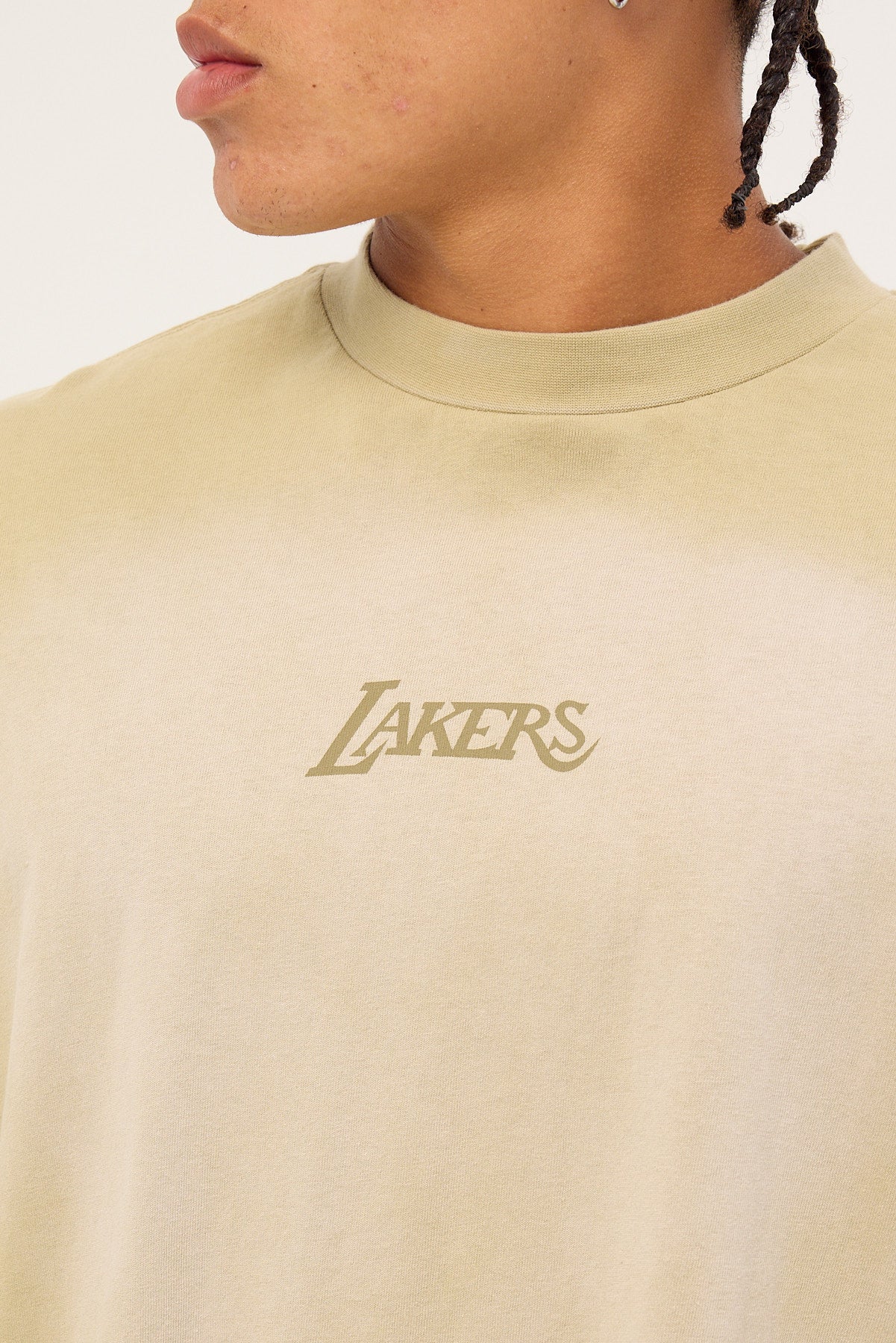 Mitchell & Ness Big Oversized Logo Tee - LA Lakers Gravel Stone - Image 6