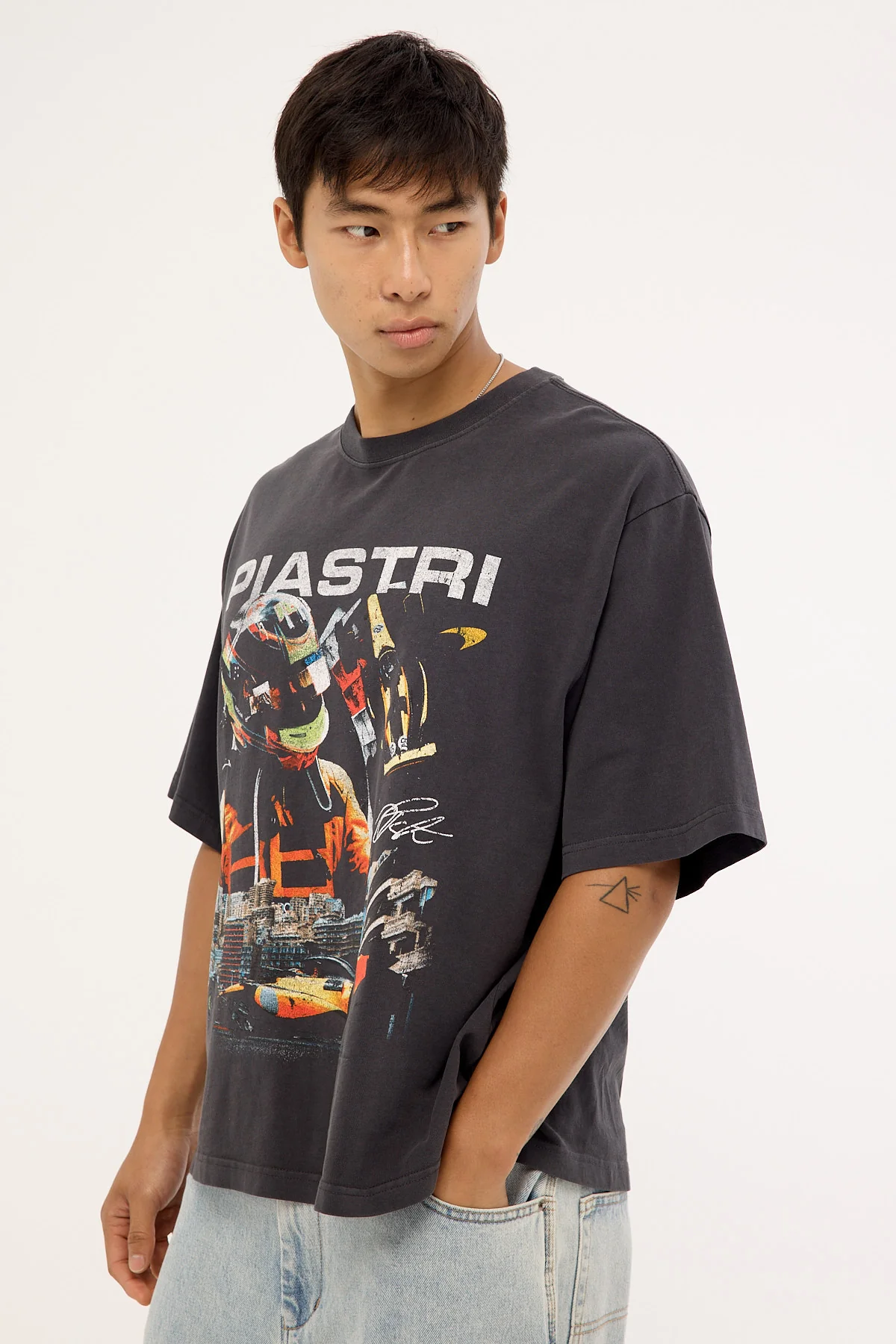 Mitchell & Ness McLaren Piastri Signature Boxy Tee Washed Black - Image 4