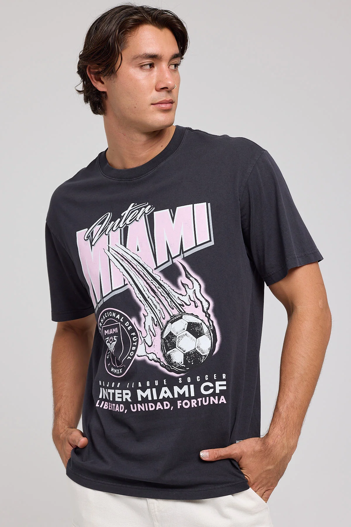 Mitchell & Ness Miami Stack Tee Faded Black - Image 3