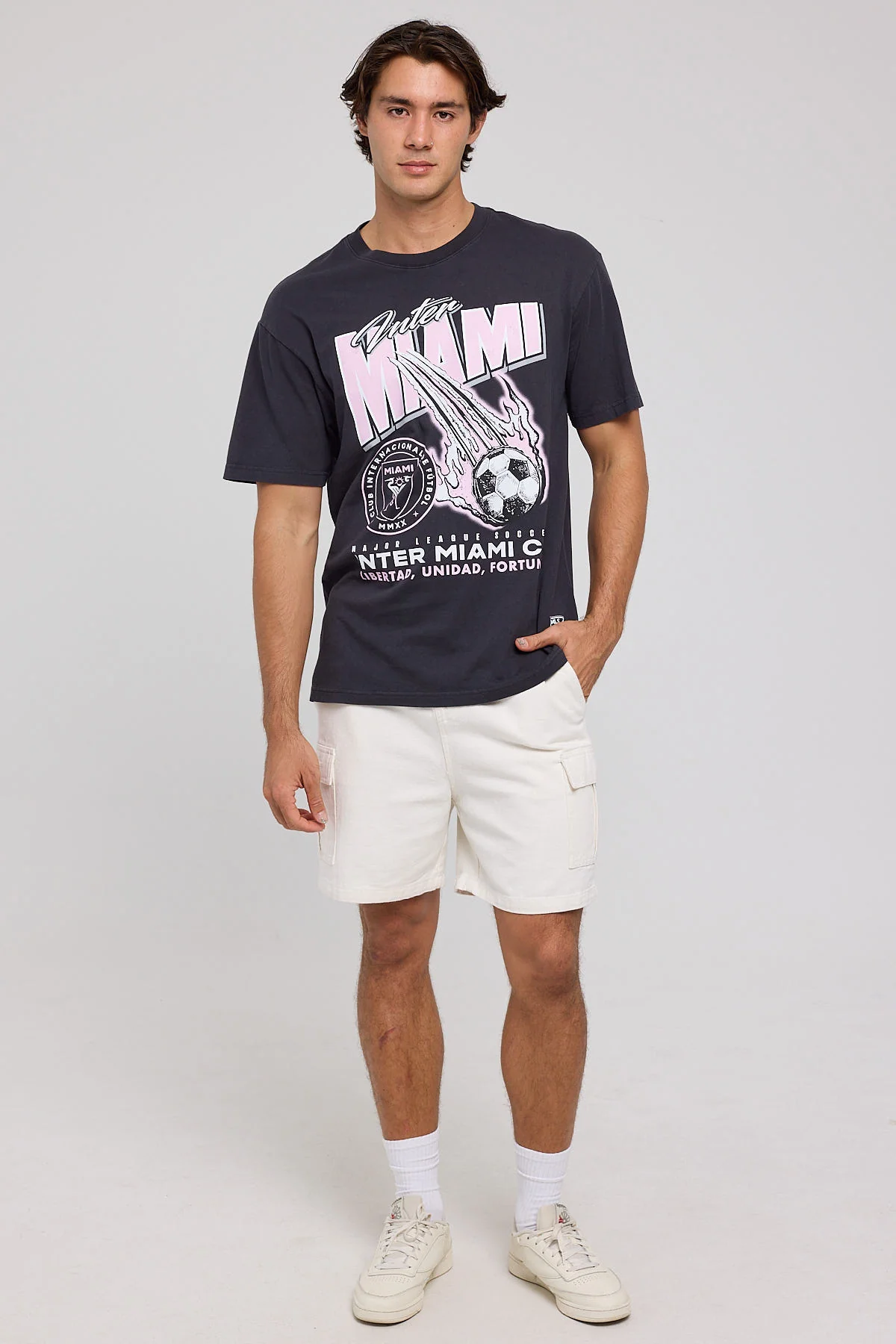 Mitchell & Ness Miami Stack Tee Faded Black - Image 4
