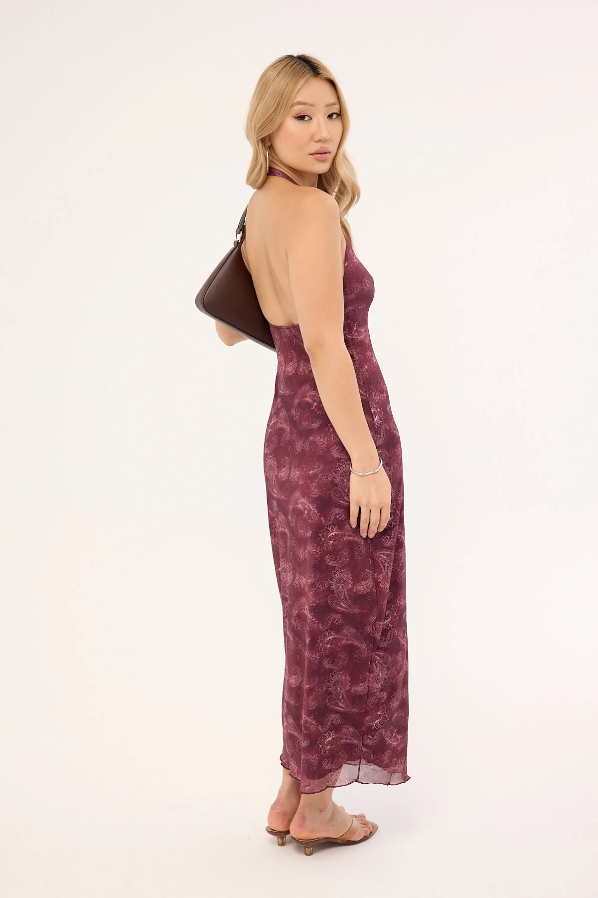Motel Datari Dress Tonal Paisley Plum - Image 6