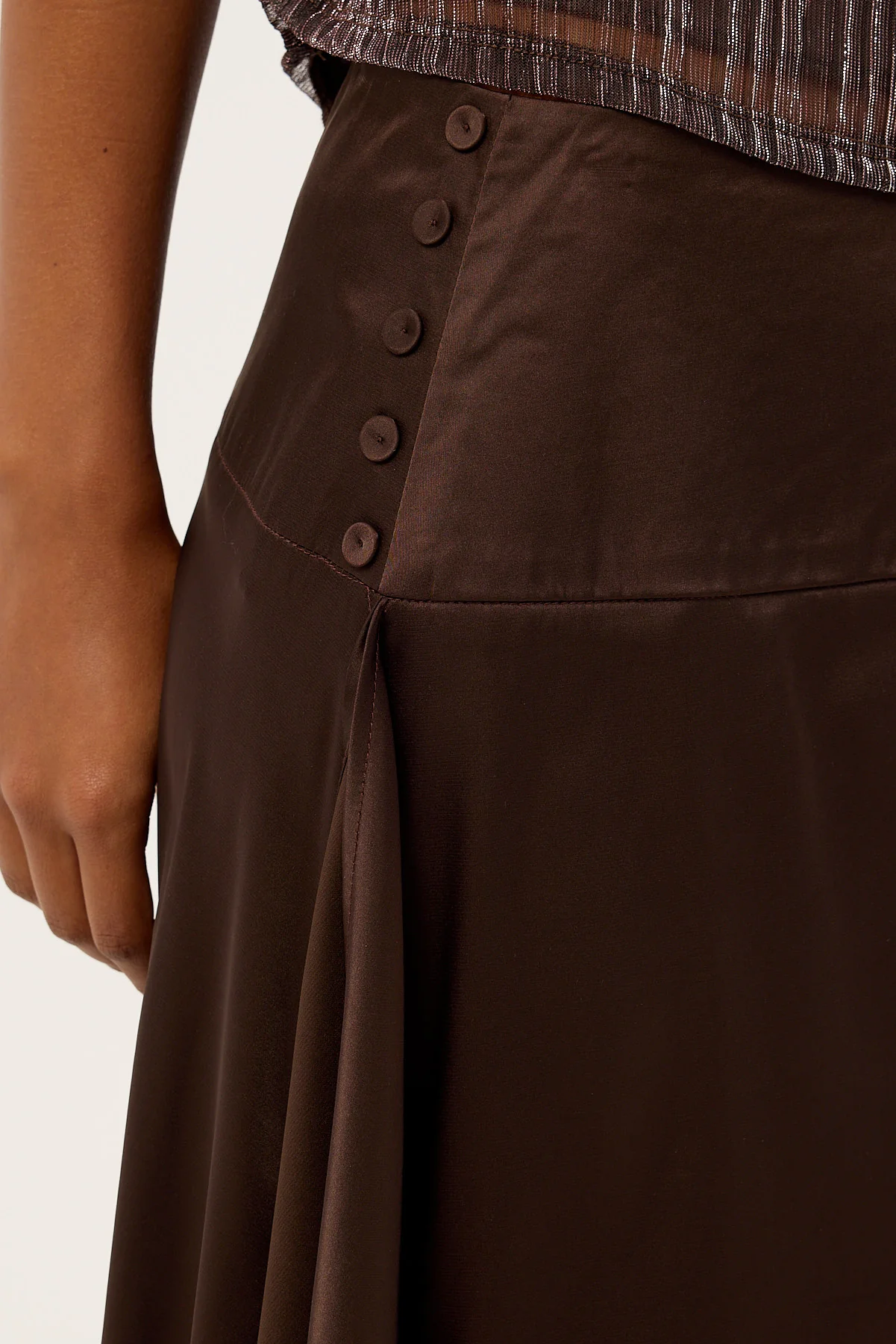 Motel Manyala Skirt SATIN DARK BROWN - Image 6