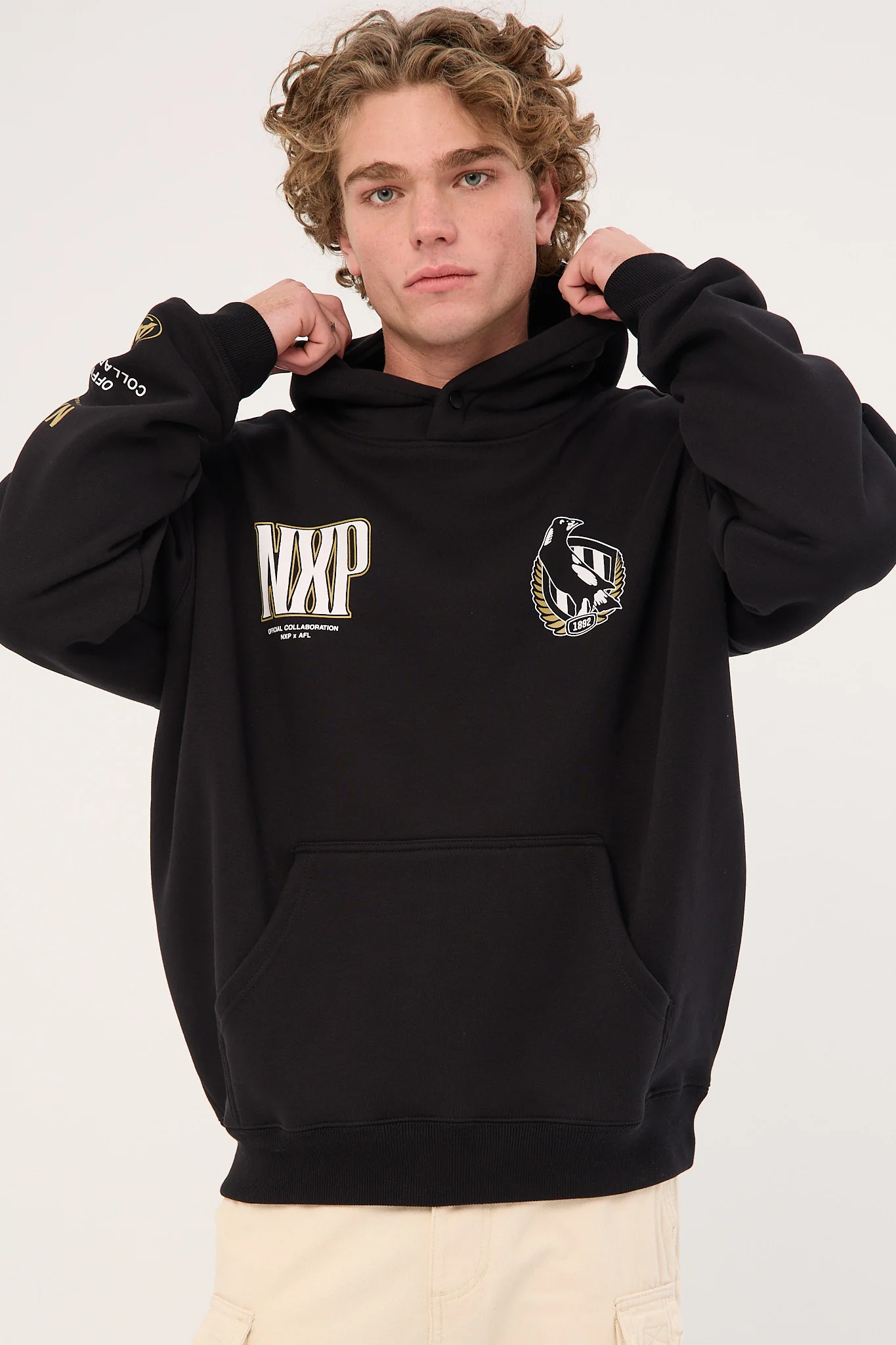 Nena & Pasadena Collingwood Fighter Hoodie Jet Black - Image 2