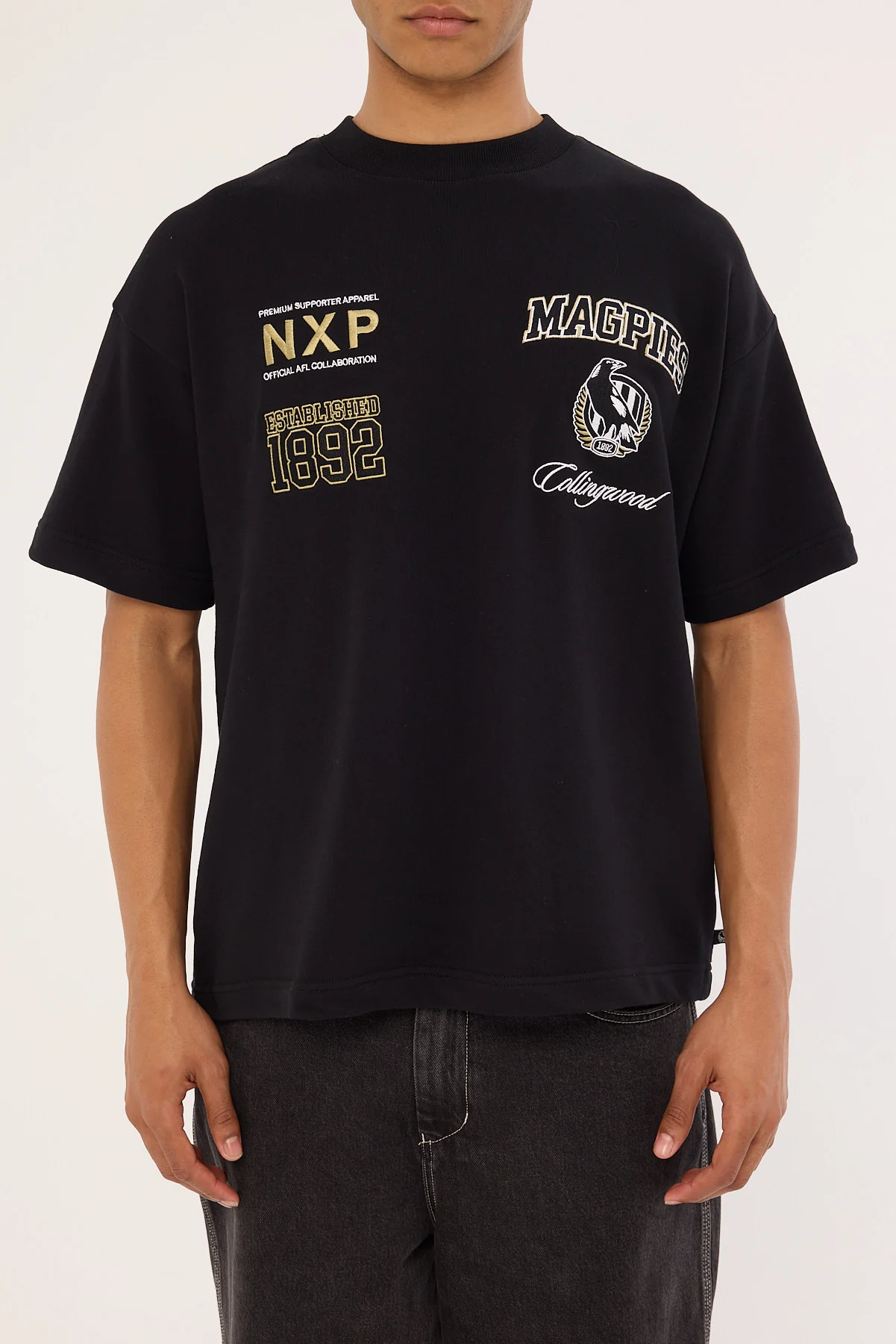 Nena & Pasadena Collingwood Stadium Loopback Tee Black - Image 9