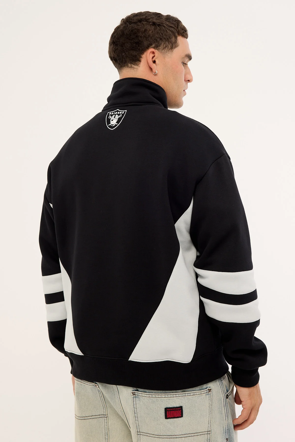 Nena & Pasadena Raiders Panel Pullover 1/4 Zip Jet Black/Silver - Image 5