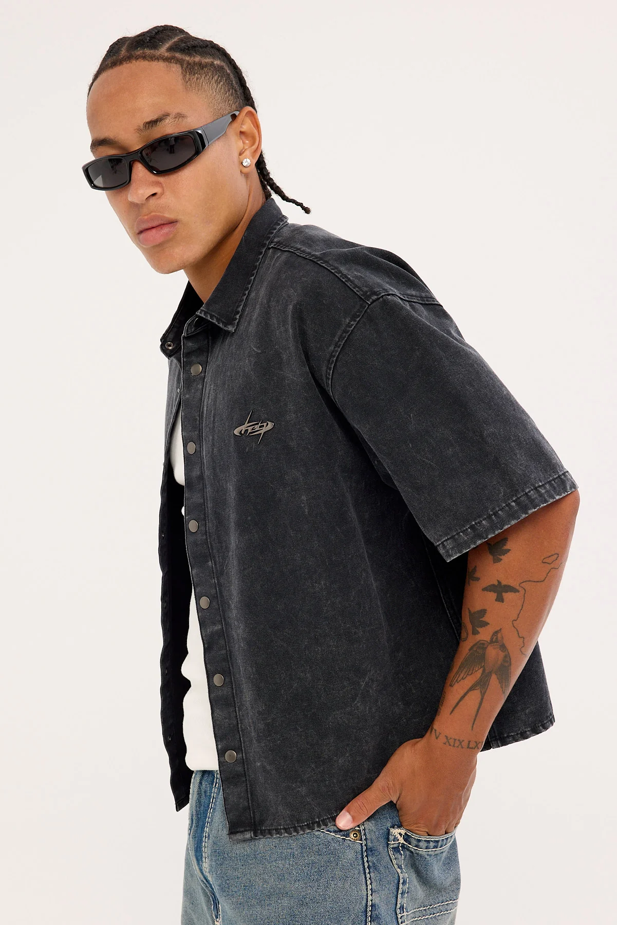 Neovision Cast Oversize Cropped Shirt Acid Black - Image 4