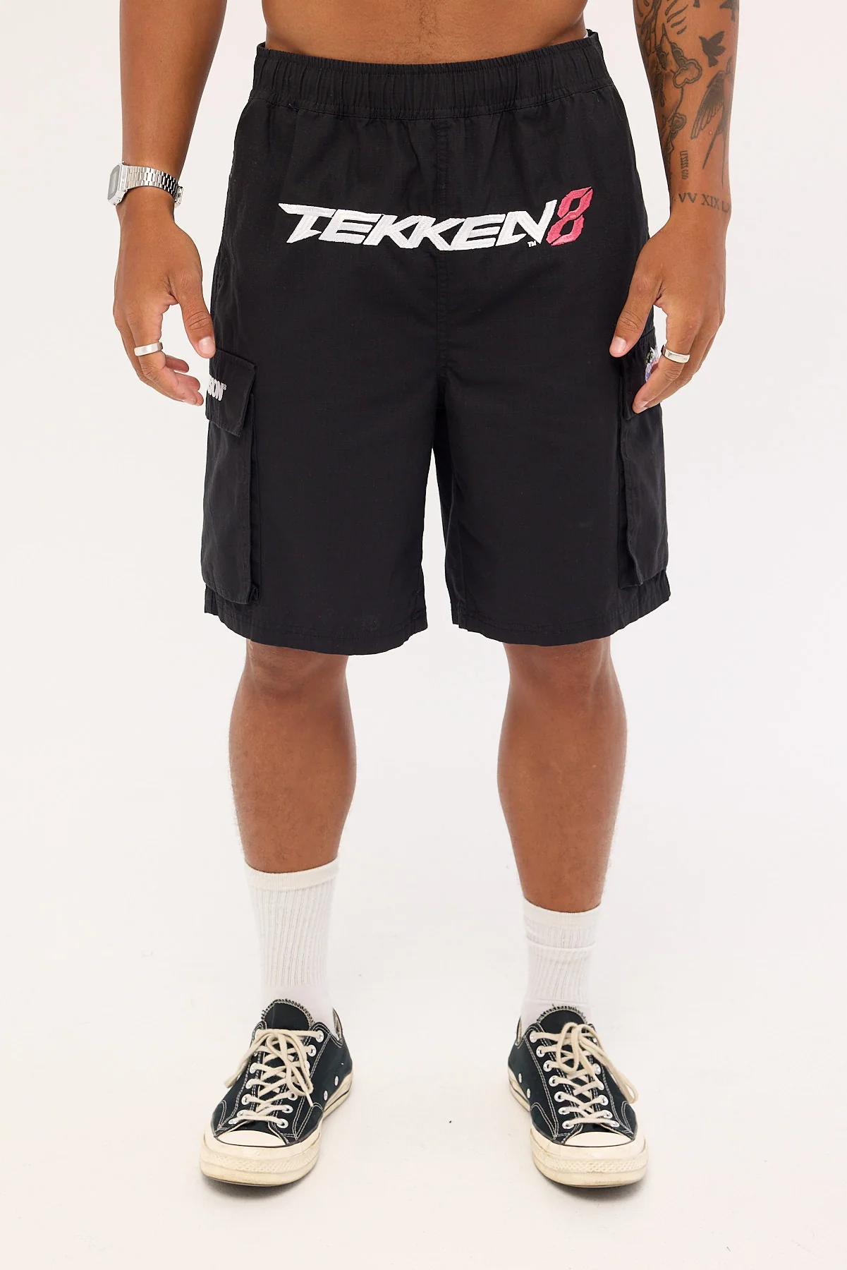 Neovision Devil Jin Graffiti Cargo Shorts Black - Image 8