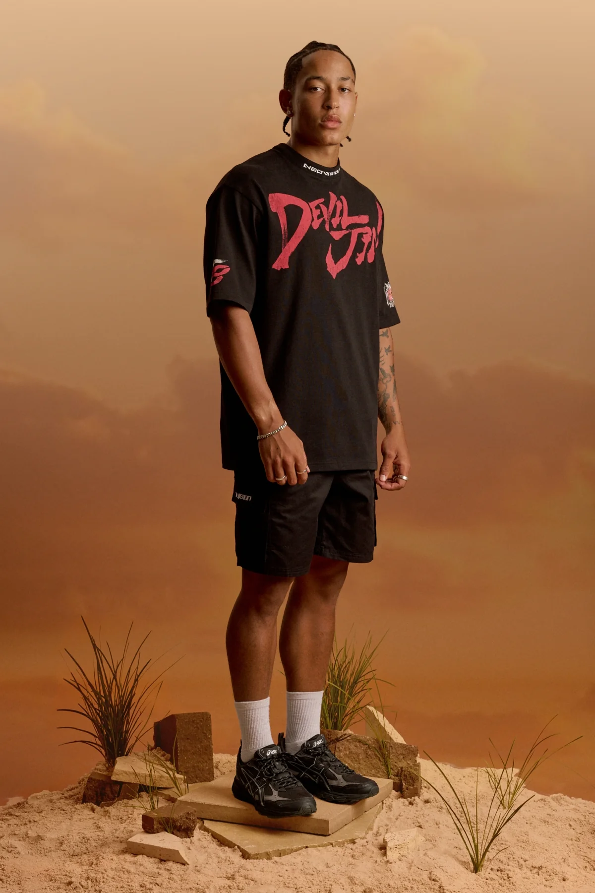 Neovision Devil Jin Graffiti Oversize Super Heavy Tee Black - Image 2