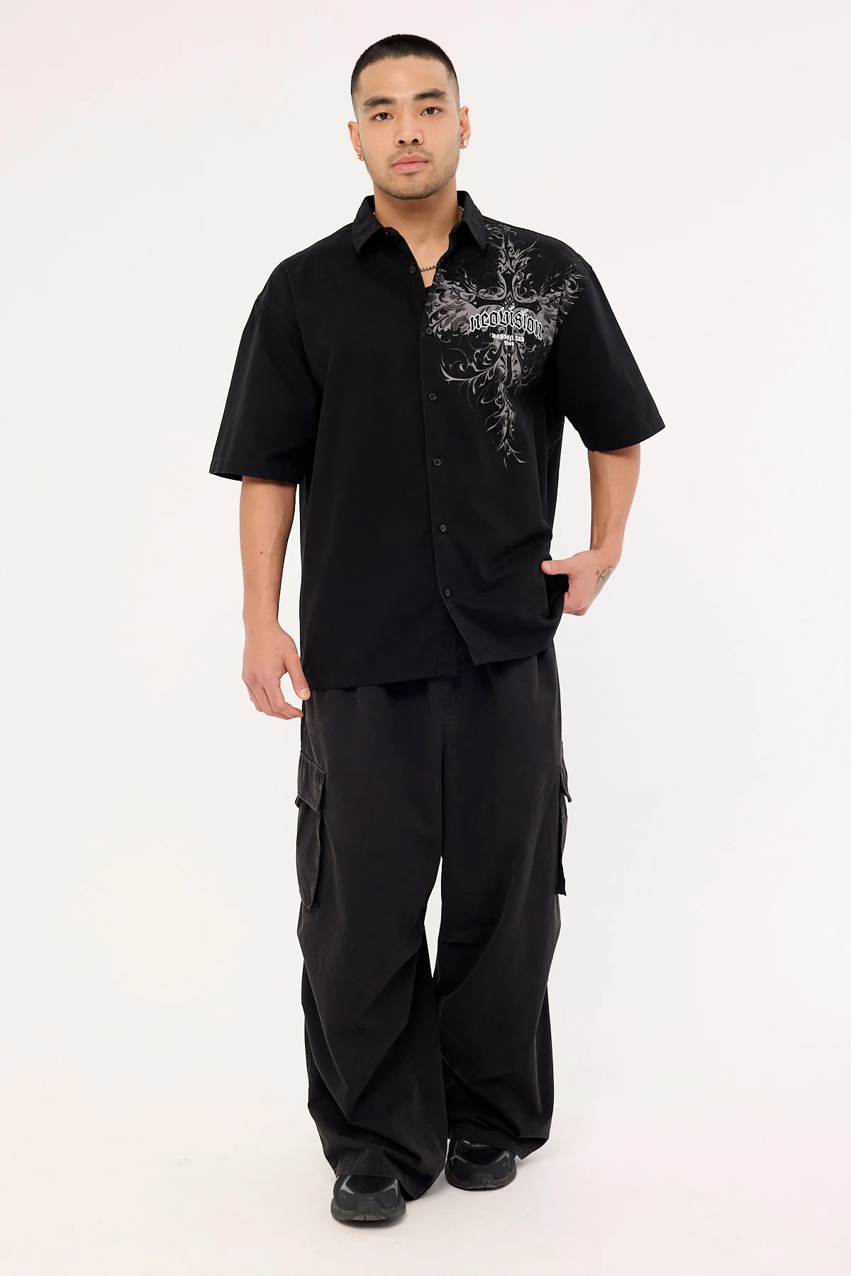 Neovision Fallen Cross Oversize Shirt Black - Image 4