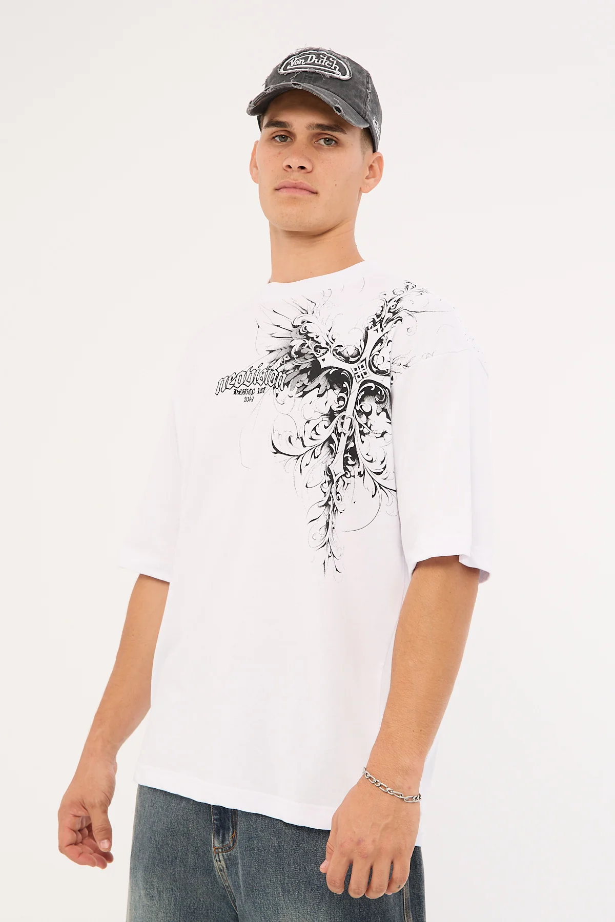 Neovision Fallen Cross Oversize Super Heavy Tee White - Image 4