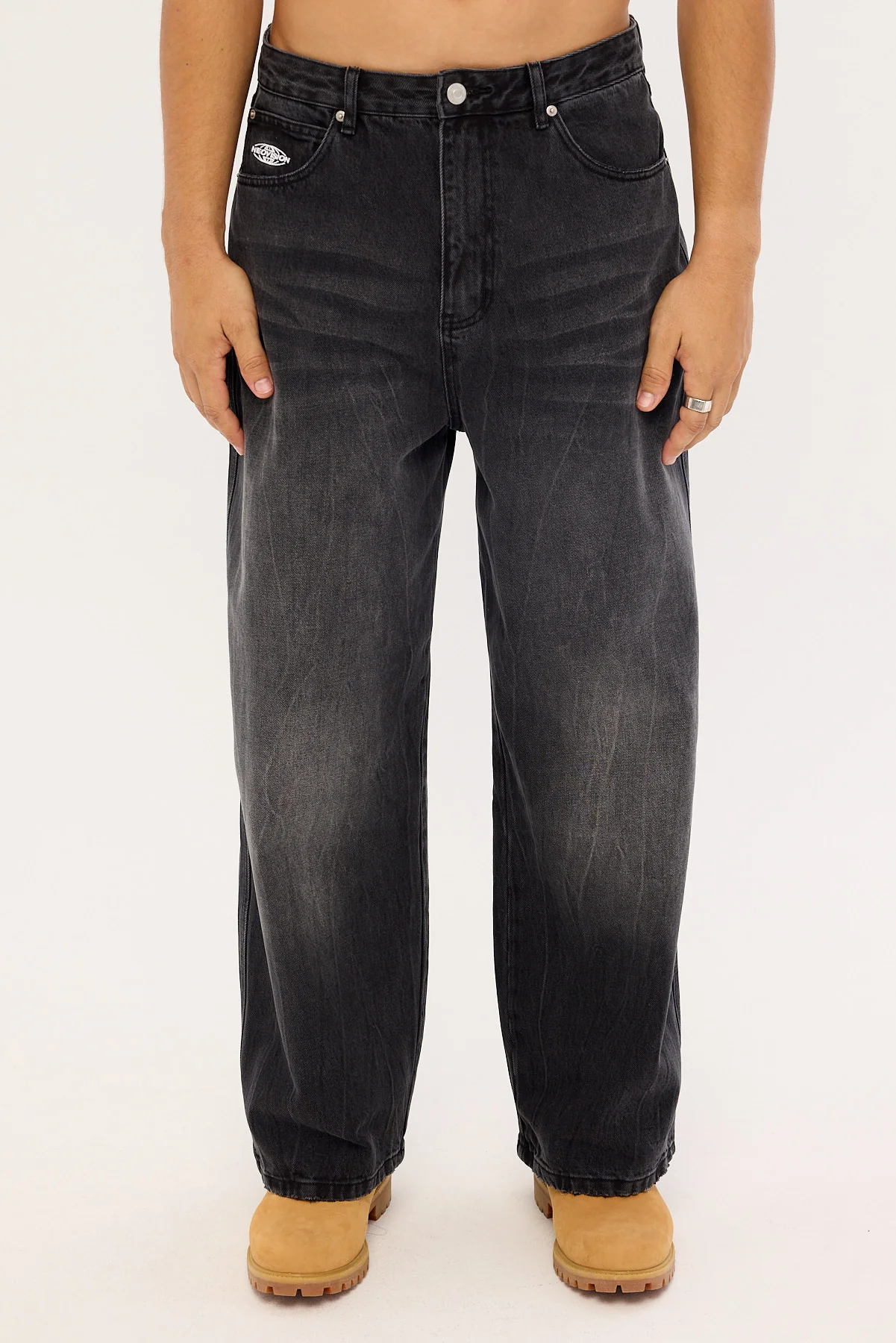 Neovision Fracture Behemoth Super Baggy Jean Blasted Washed Black - Image 7