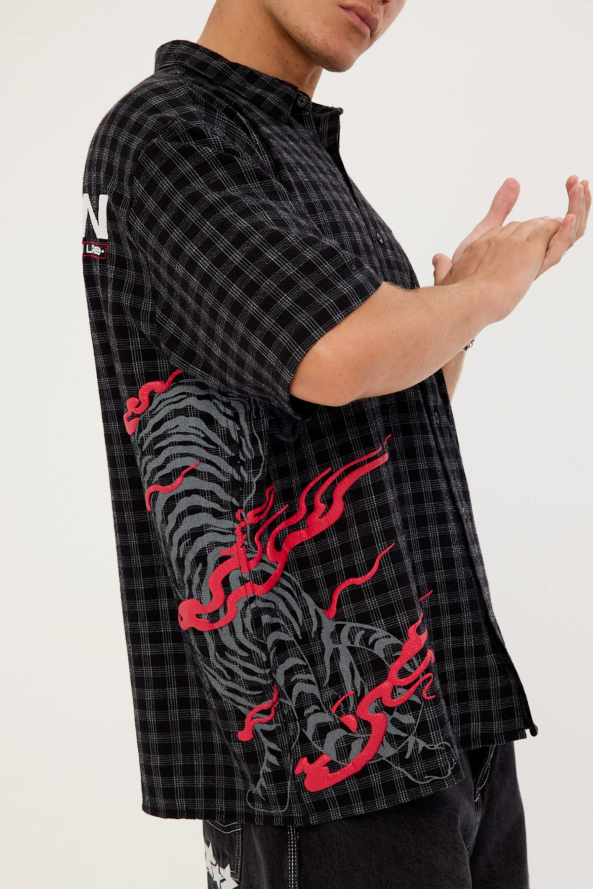 Neovision Hunt Check Oversize Shirt Black Check - Image 3