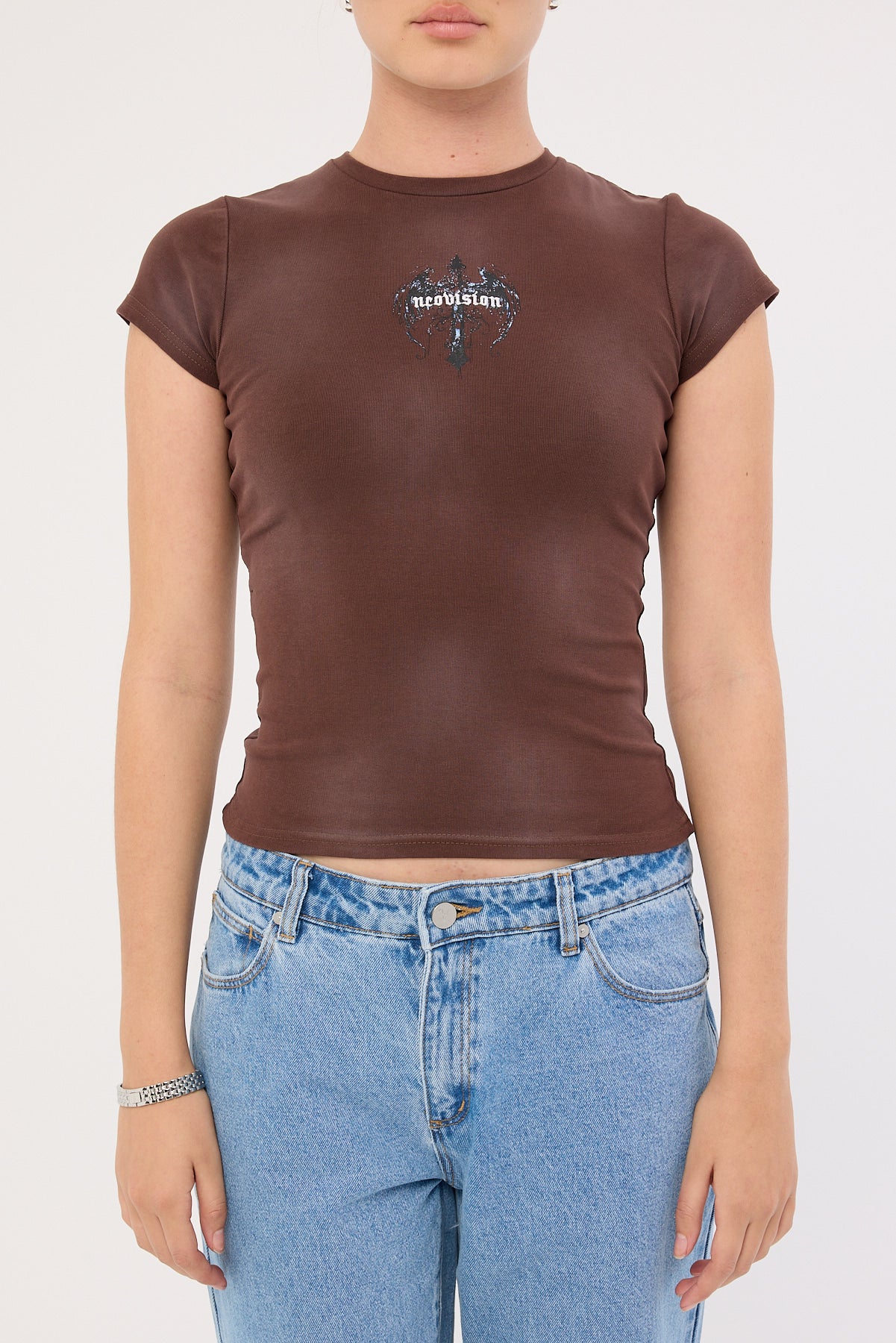 Neovision Insignia Baby Tee Washed Brown - Image 7