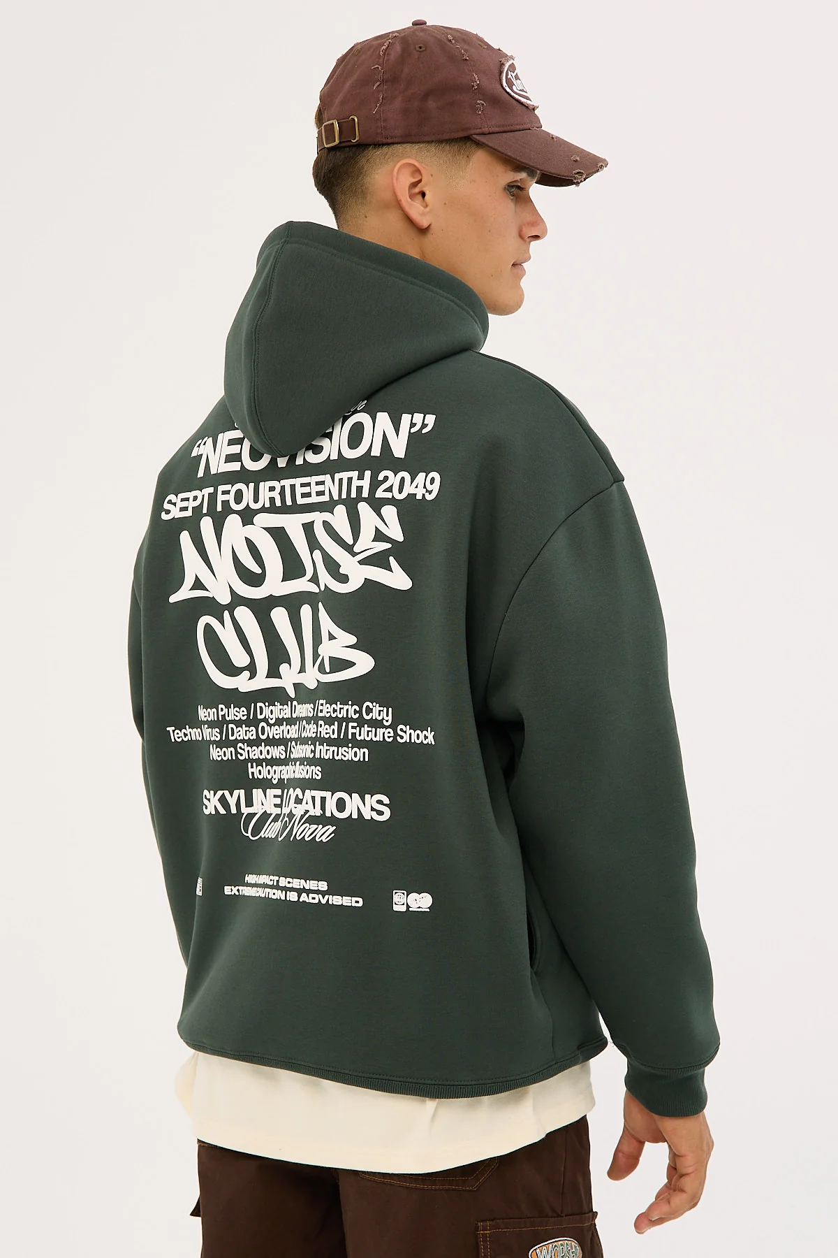 Neovision Noise Club Street Hoodie Dark Green - Image 4