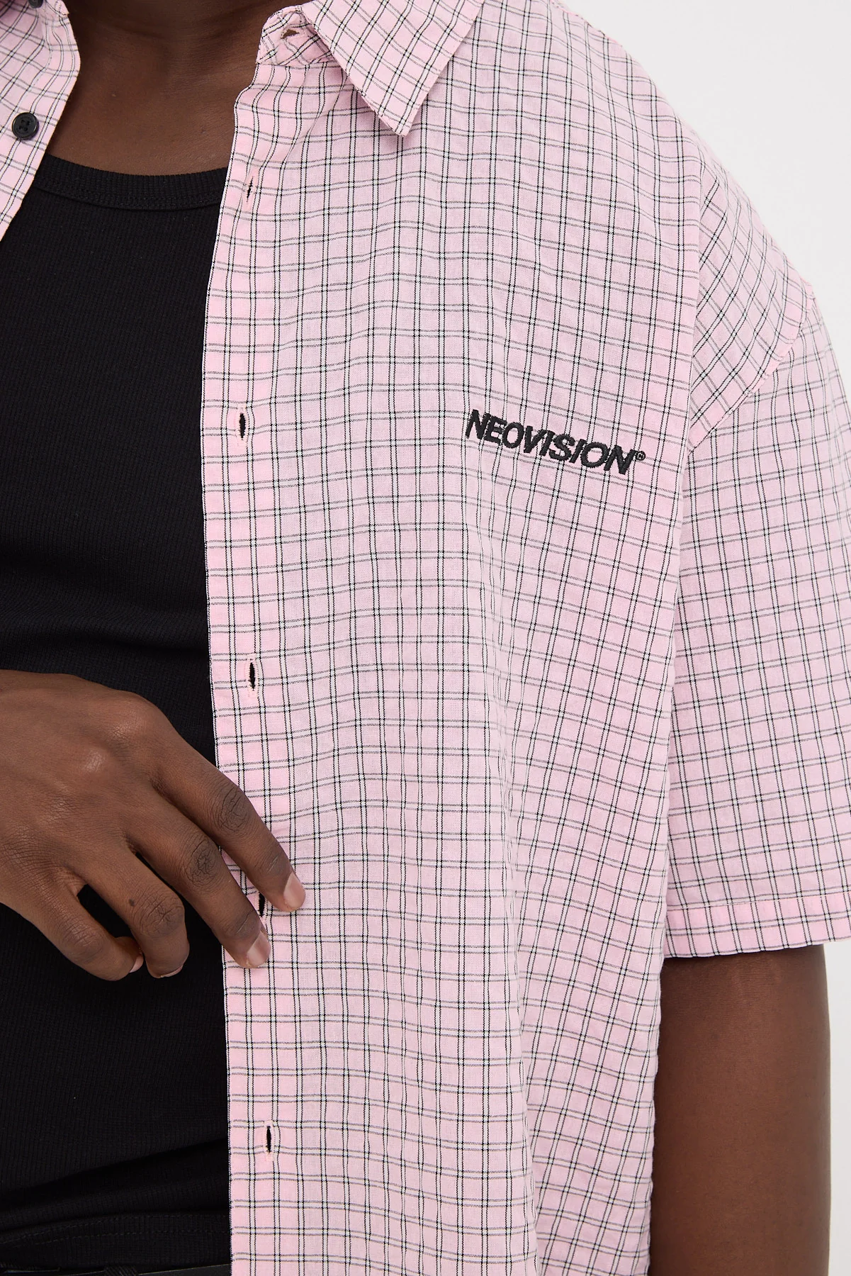 Neovision Nova Oversize Short Sleeve Shirt Pink Check - Image 4
