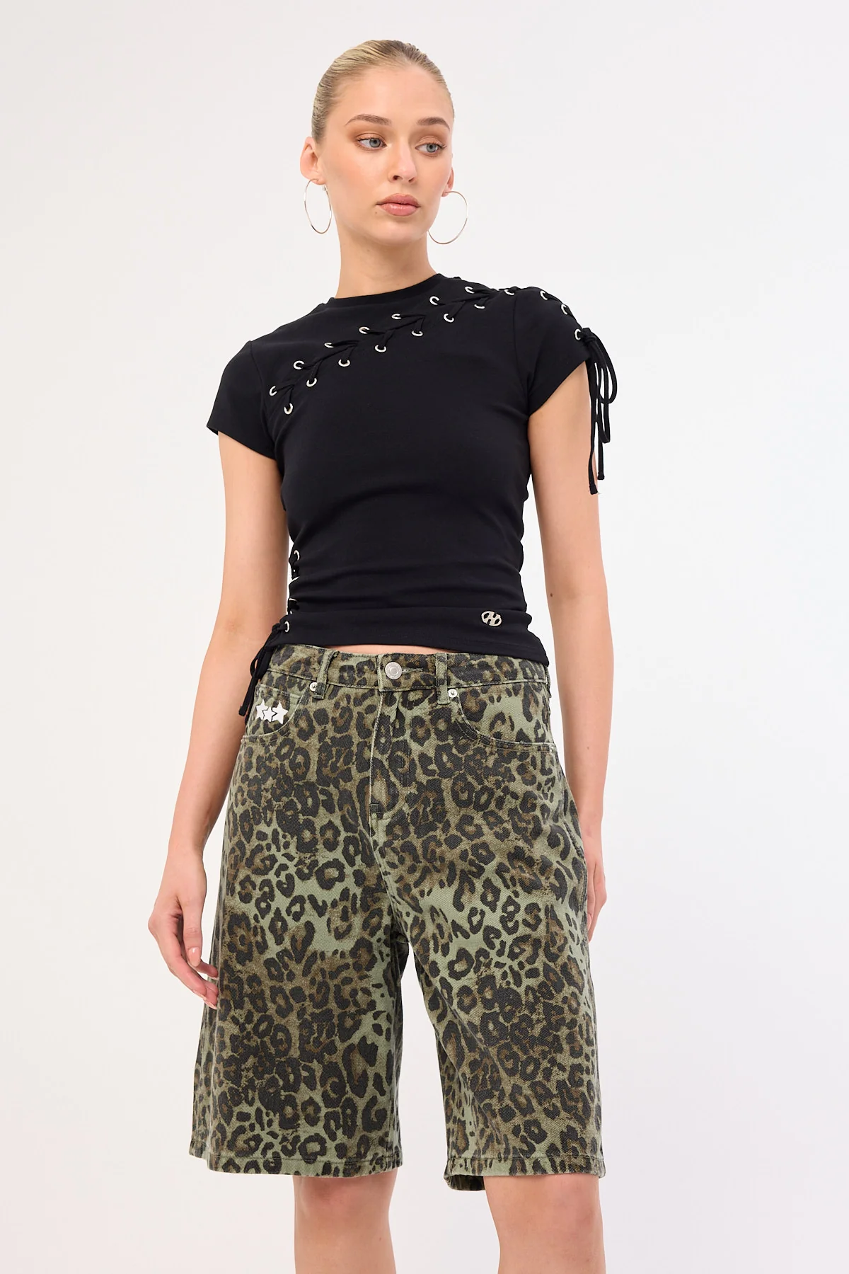 Neovision Offset Nexa Baggy Jort Green Leopard - Image 10