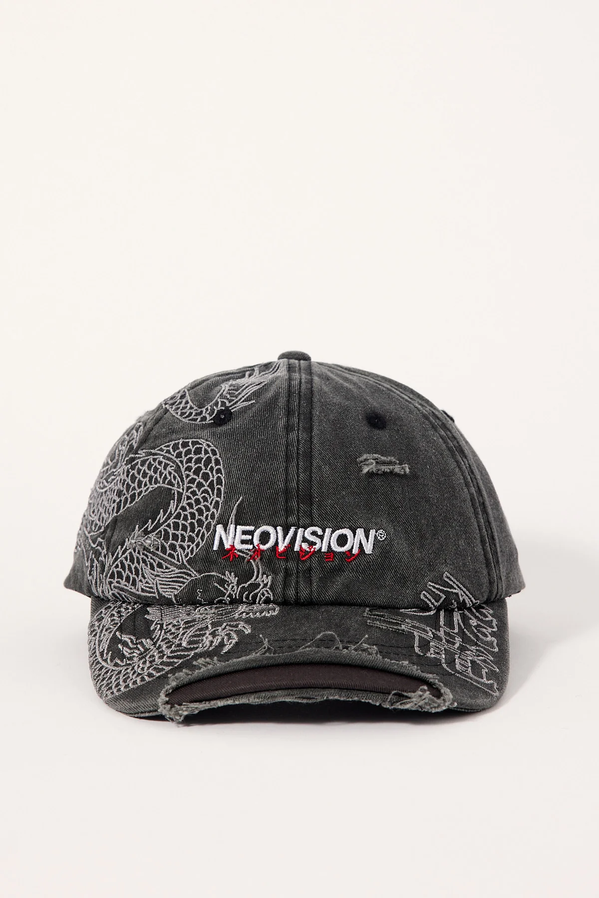 Neovision Onryu Distressed 5 Panel Cap Washed Black