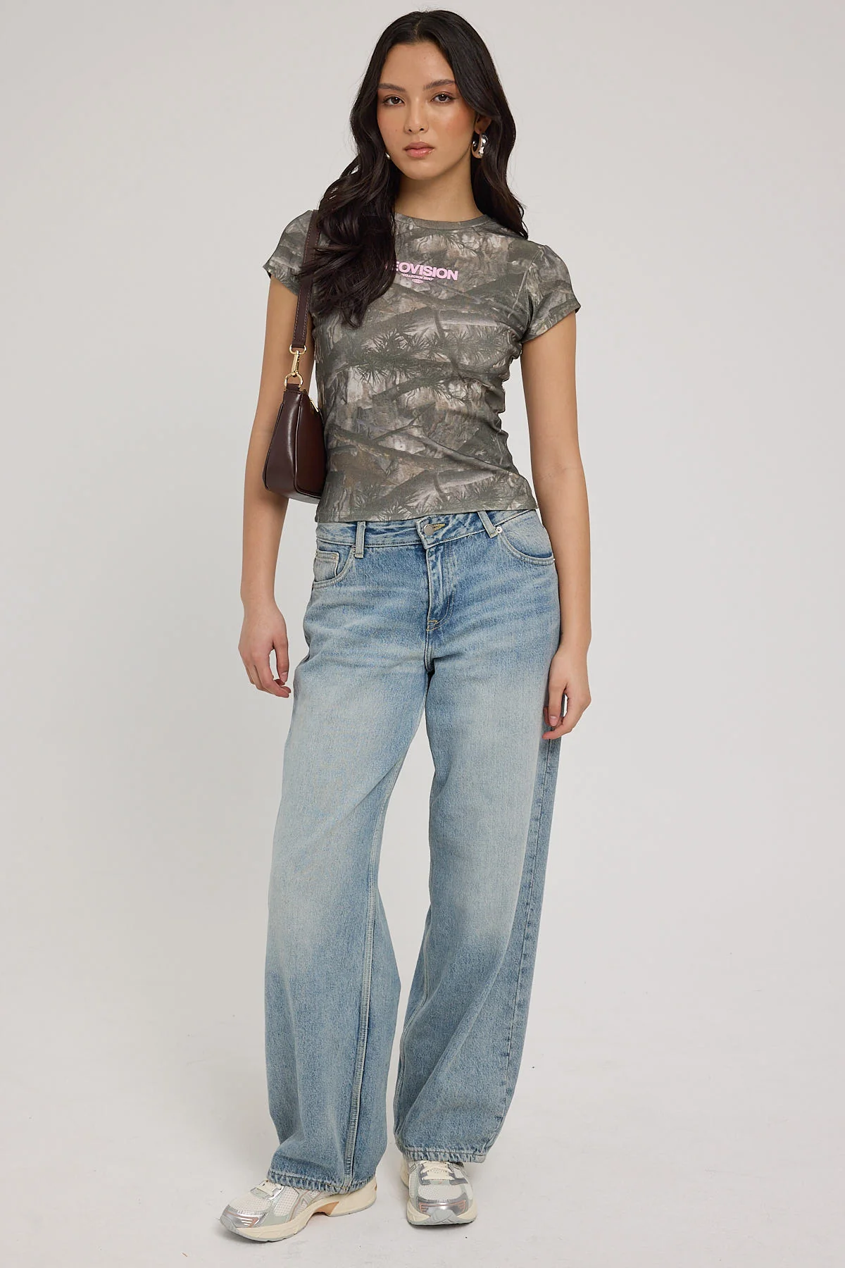 Neovision Printed Jersey Cap Sleeve Baby Tee Khaki Green Print - Image 4