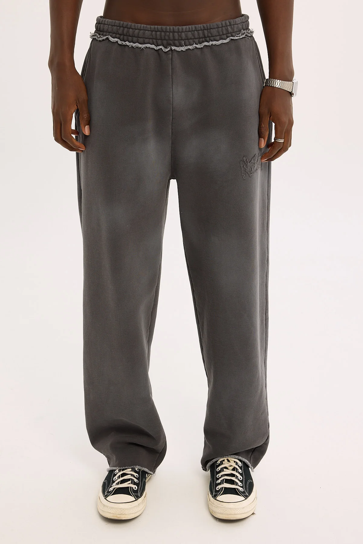 Neovision Radical Distressed Logo Baggy Sweatpant Washed Black - Image 11