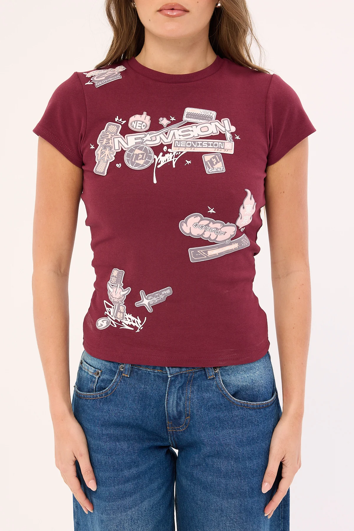 Neovision Rebellion Baby Tee Burgundy - Image 6